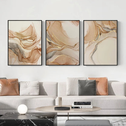 Beige Marble Poster Canvas Painting Nordic Modern Fashion Abstract Gold Luxury Home Decor Wall Art Print for Living Room Picture
