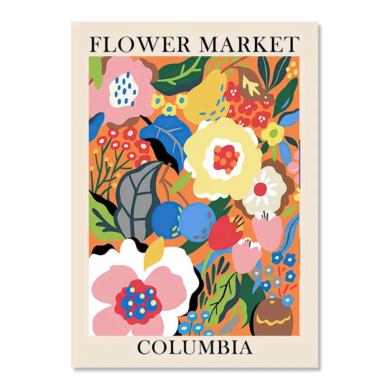 Abstract Flower Market Retro Design Art Poster - Aesthetic Matisse Canvas Painting