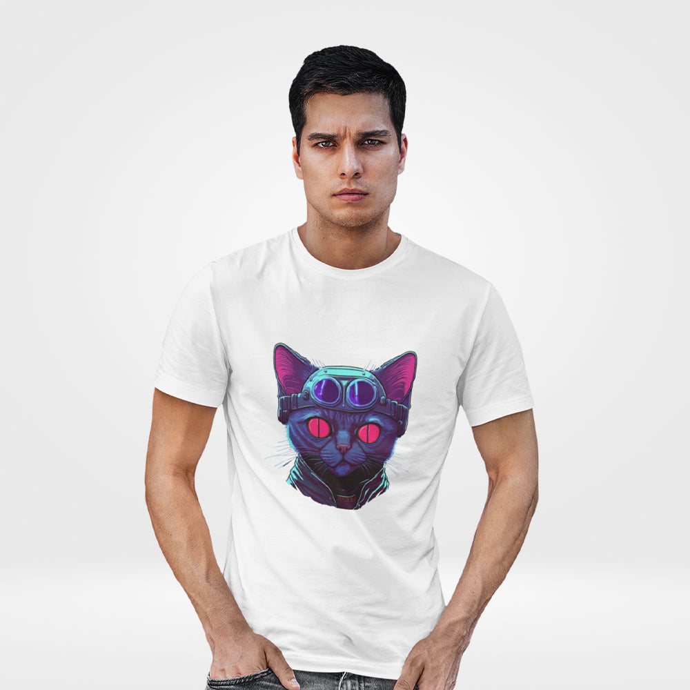 Neon Cat T-Shirt - Embrace Futuristic Fashion with Electric Feline Vibes