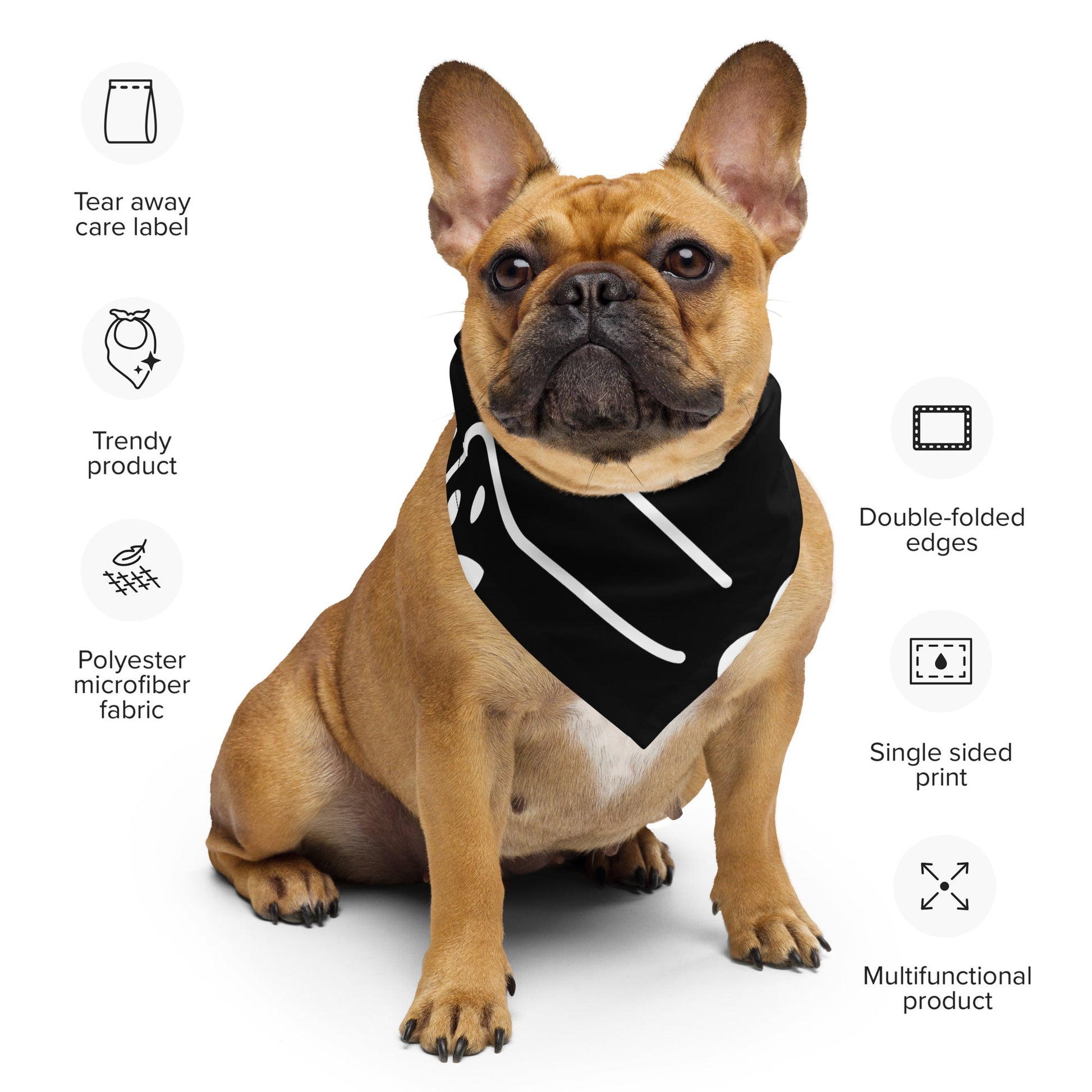 Black Paw Bandana - Stylish Pet Scarf with Adorable Paw Prints