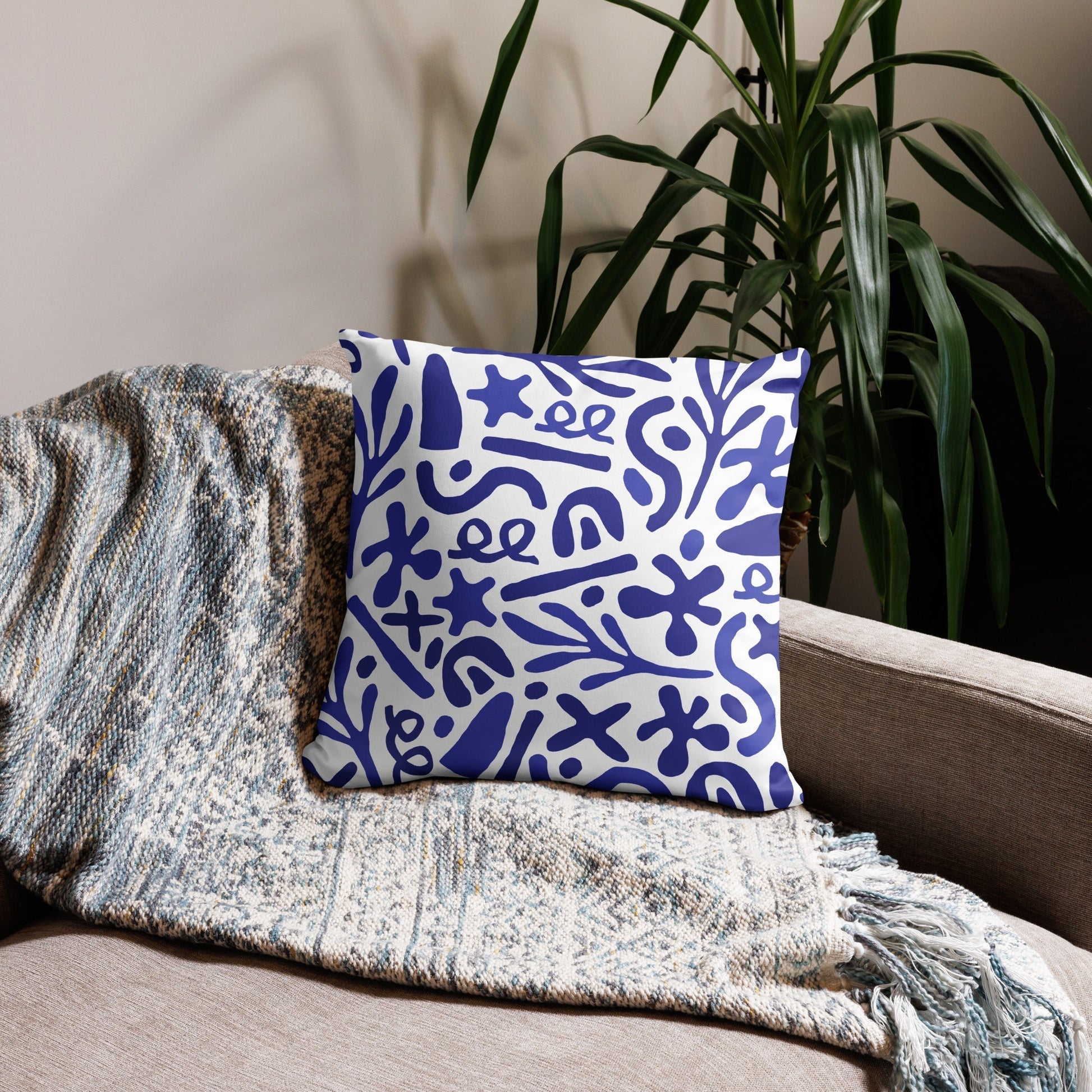 Blue Corals Pillow - Coastal Elegance for Your Home