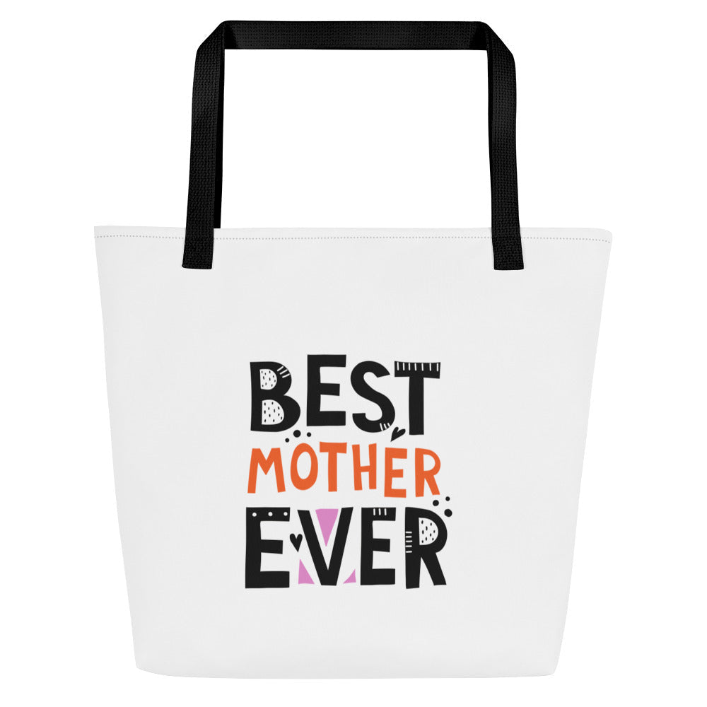 Best Ever Mom Large Tote Bag - Stylish, Spacious, and Durable - Perfect for Moms on the Go