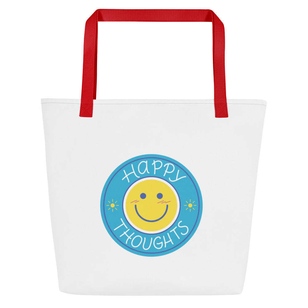 Happy Thoughts Large Tote Bag - Carry Positivity Everywhere You Go