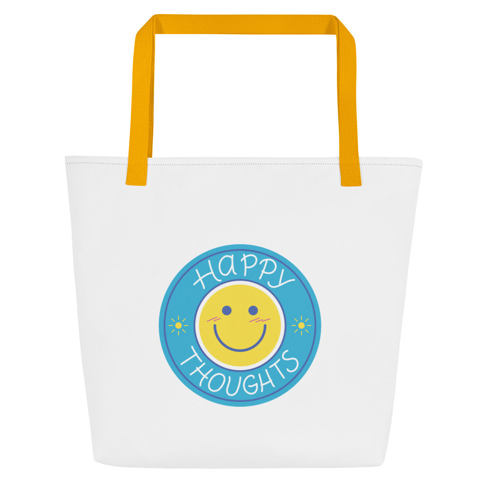 Happy Thoughts Large Tote Bag - Carry Positivity Everywhere You Go