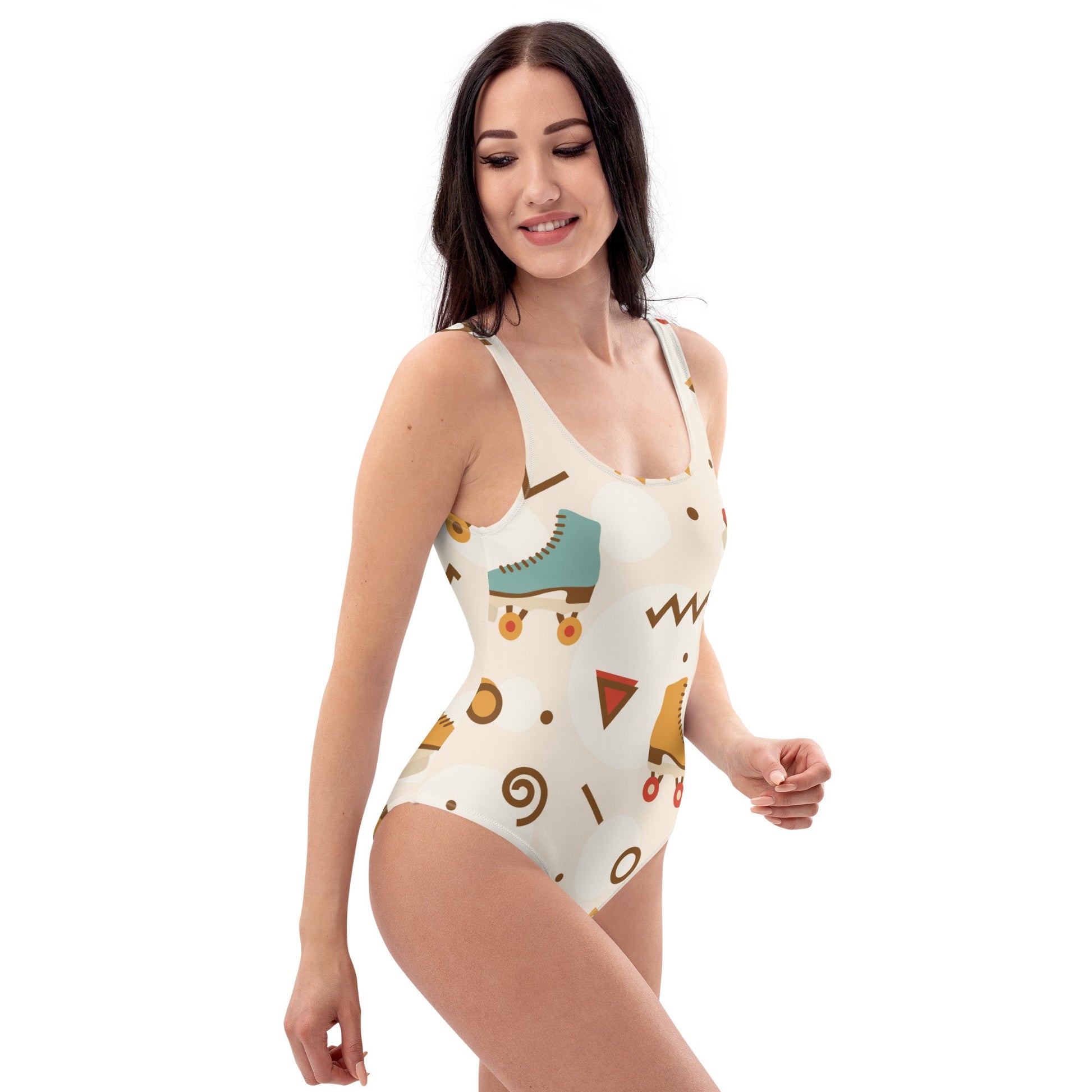 Cute Roller Skating One-Piece Swimsuit - Fun and Sporty Swimwear for Active Beach Days