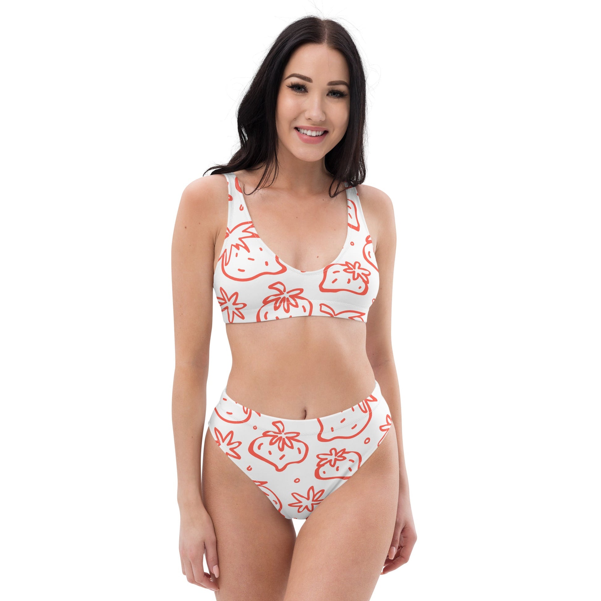 Strawberry High-Waisted Bikini - Sweet and Stylish Swimwear for Fun in the Sun