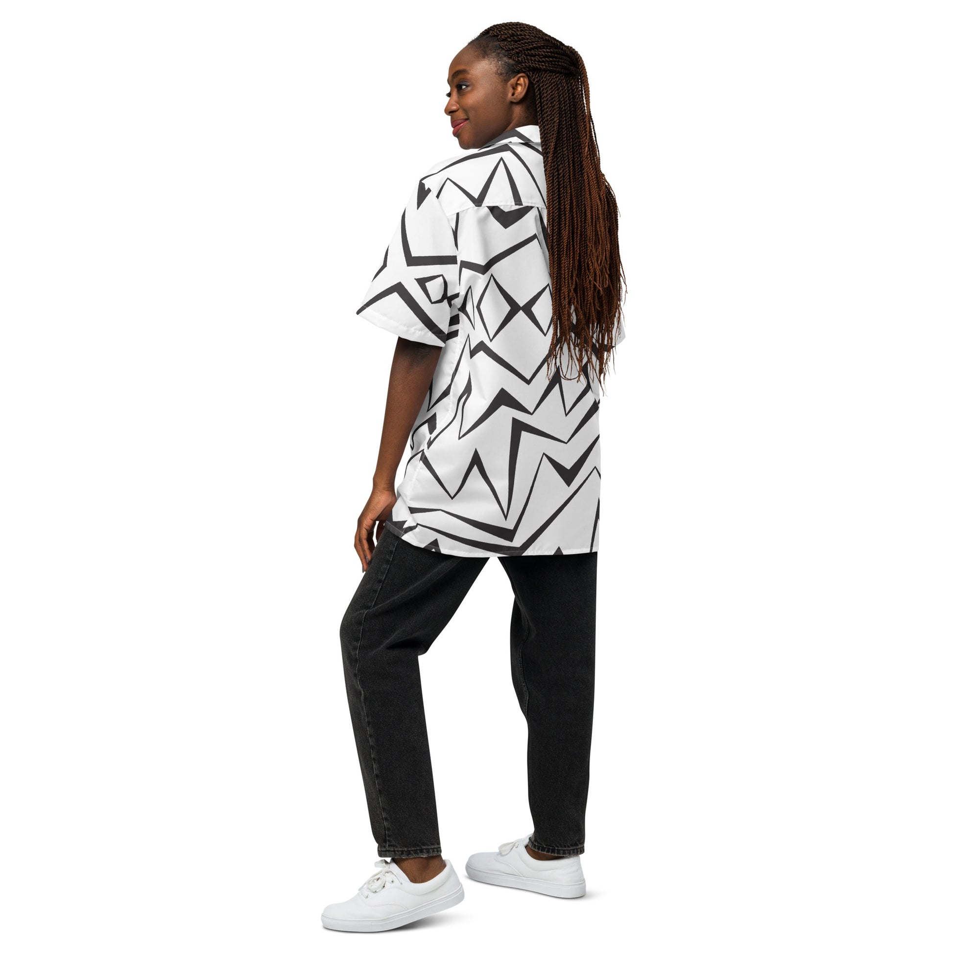 Make a Statement with Our Abstract Unisex Button Shirt - Modern Style for Every Wardrobe