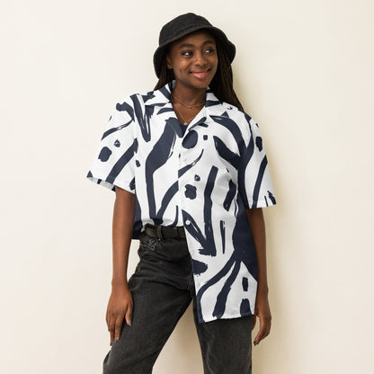 Dress in Style with Our Blue Pattern Unisex Button Shirt - Trendy and Timeless Fashion