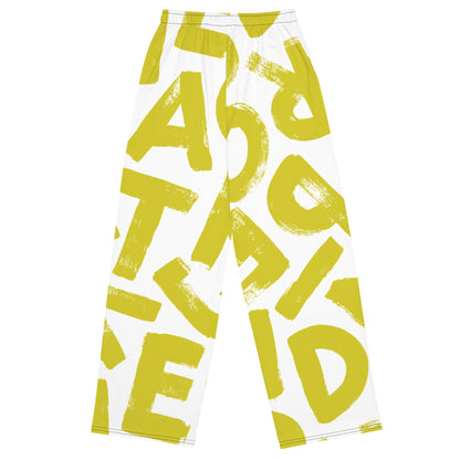 Alphabet All-Over Print Unisex Wide-Leg Pants - Educational and Stylish