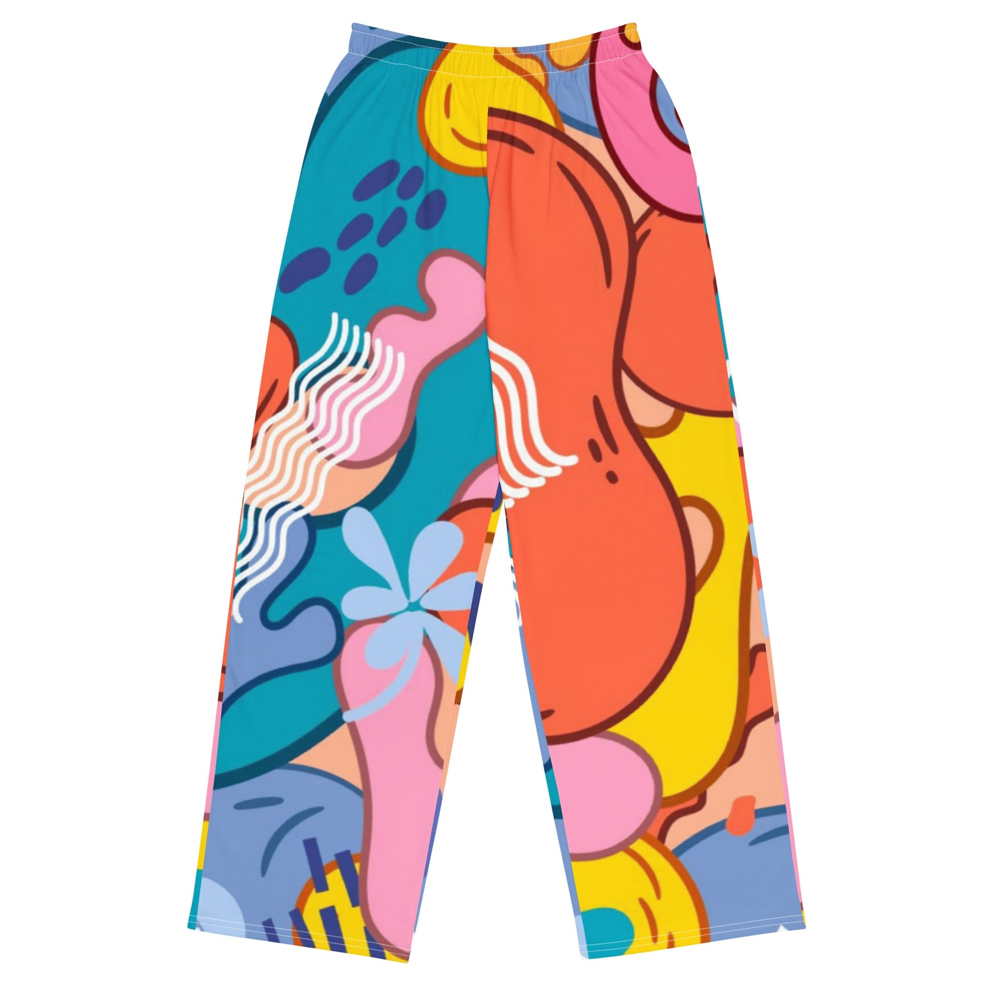 Vibrant All-Over Print Unisex Wide-Leg Pants - Colorful, Playful, and Stylish