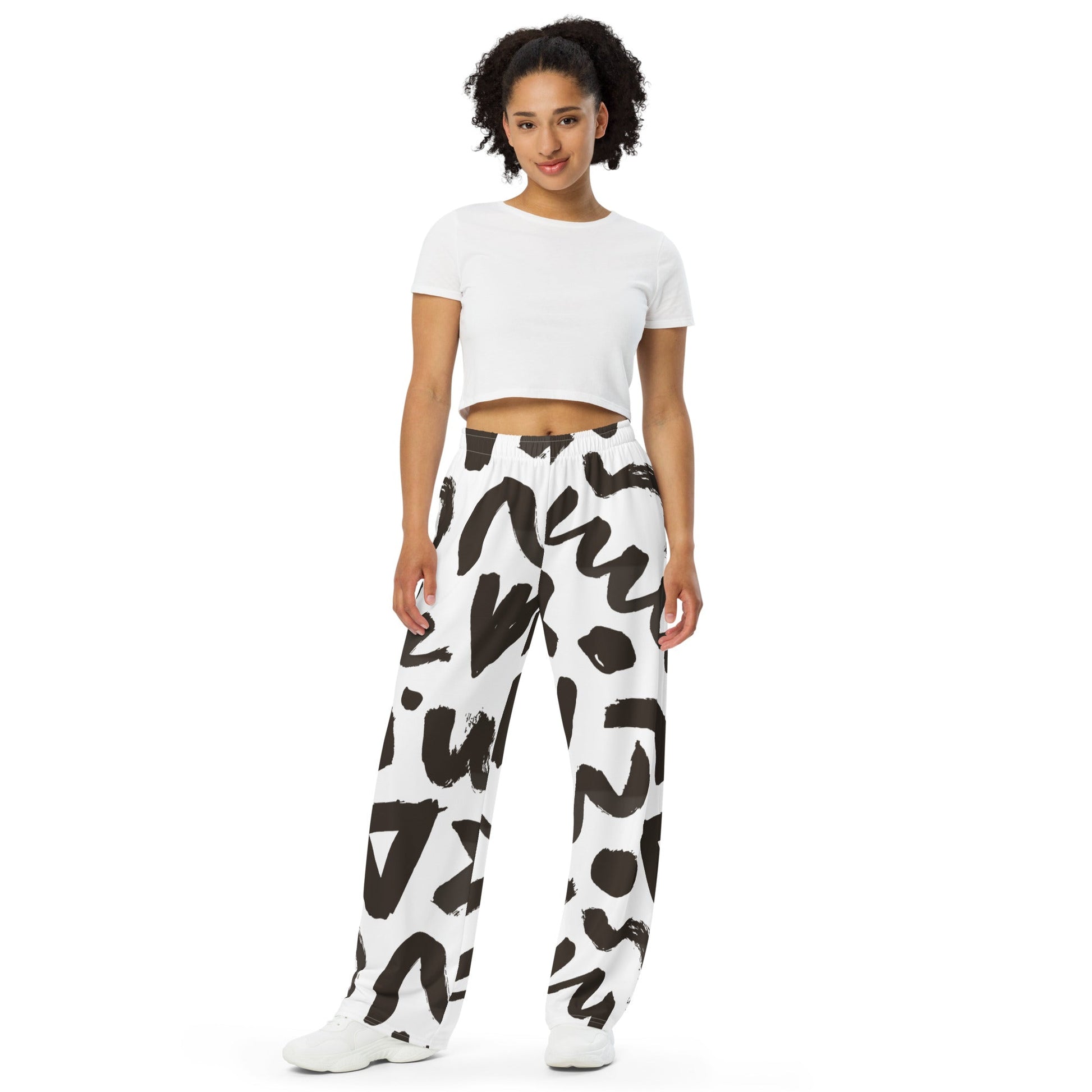 Doodle All-Over Print Unisex Wide-Leg Pants - Embrace Artistic Comfort and Style