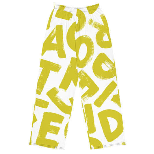 Alphabet All-Over Print Unisex Wide-Leg Pants - Educational and Stylish