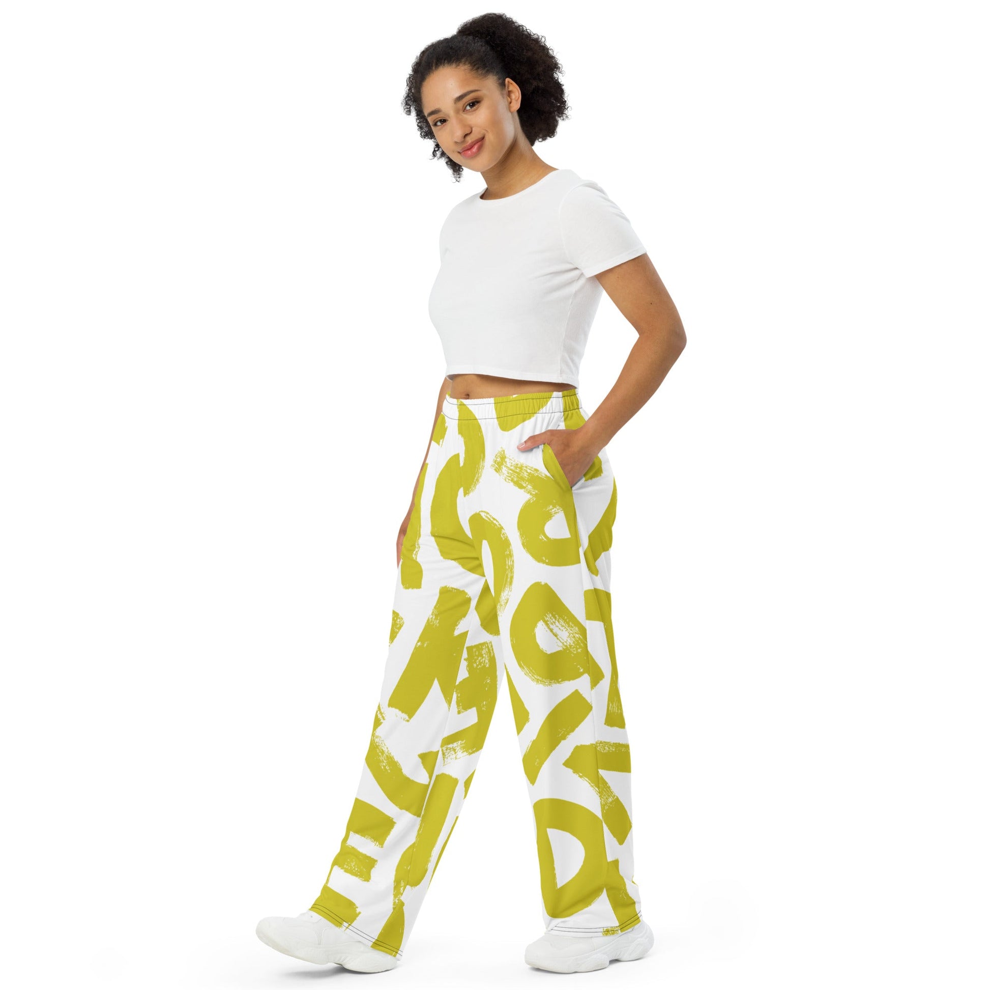 Alphabet All-Over Print Unisex Wide-Leg Pants - Educational and Stylish