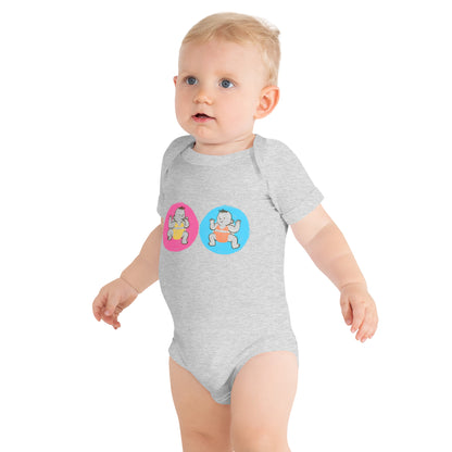 Gender Reveal Baby Short Sleeve One Piece - Soft Cotton, Adorable Design, Exciting Announcement