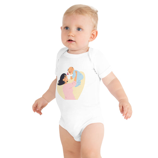 Adorable Mama Love Baby Short Sleeve One Piece - Soft Cotton, Comfort Fit, Cute Designs