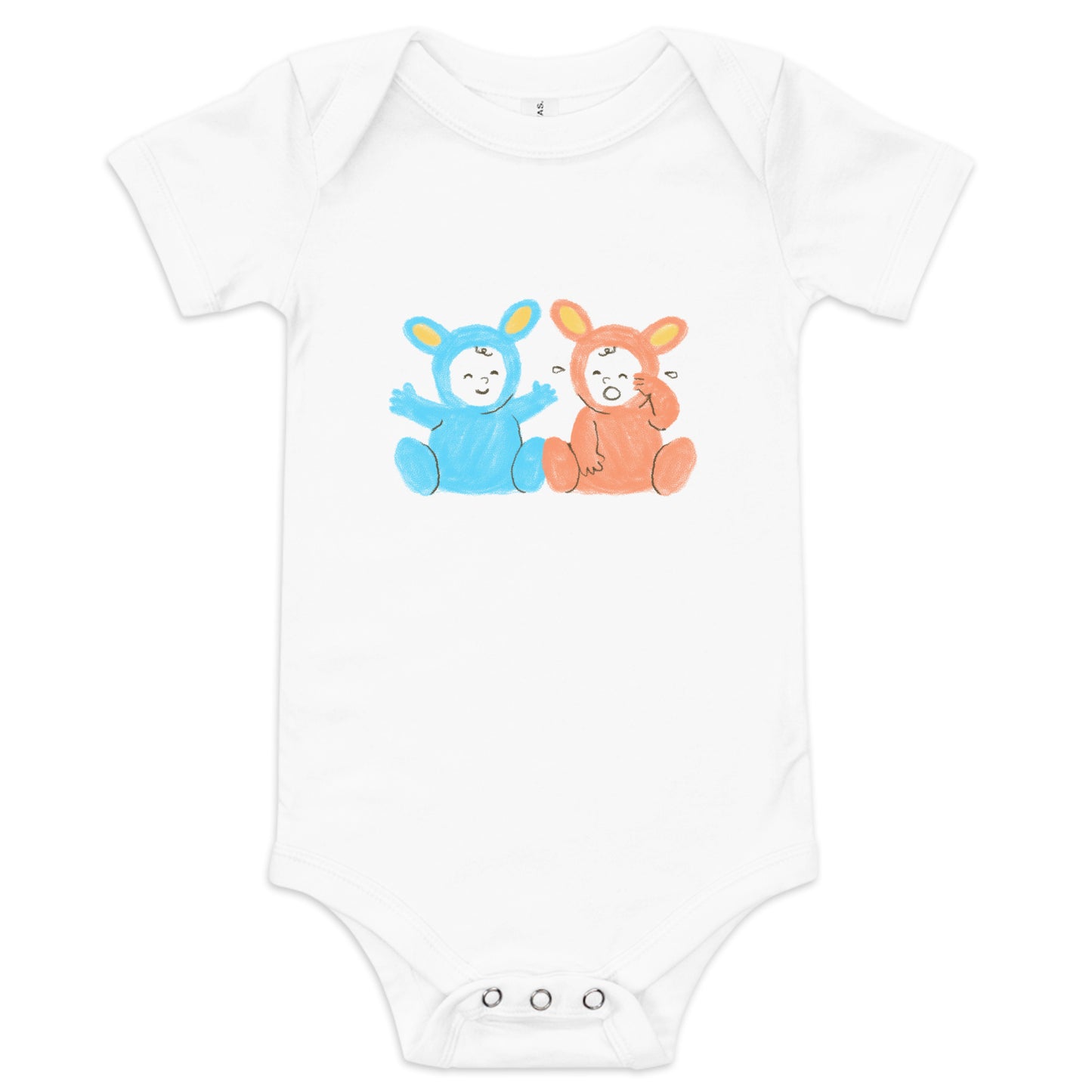 Bunny Gender Reveal Baby Short Sleeve One Piece - Soft Cotton, Adorable Design, Joyful Announcement