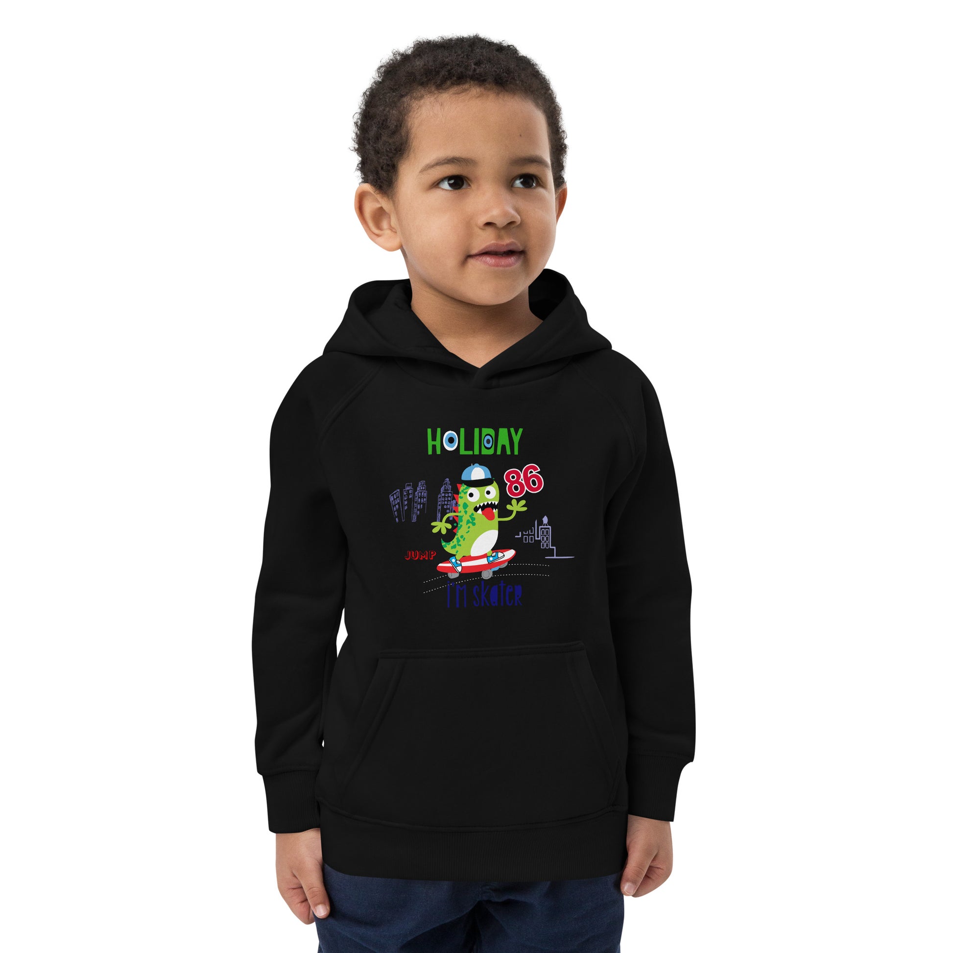 Holiday Skater Kids Eco Hoodie - Fun and Eco-Friendly Style