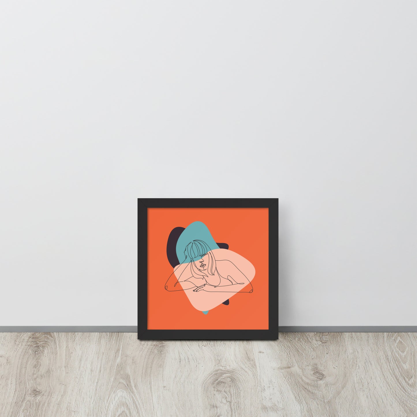 Sculpted Simplicity: Minimal Orange Woman Abstract Framed Photo Paper Poster for Modern Aesthetics