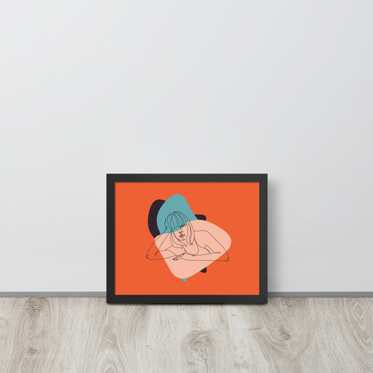 Sculpted Simplicity: Minimal Orange Woman Abstract Framed Photo Paper Poster for Modern Aesthetics