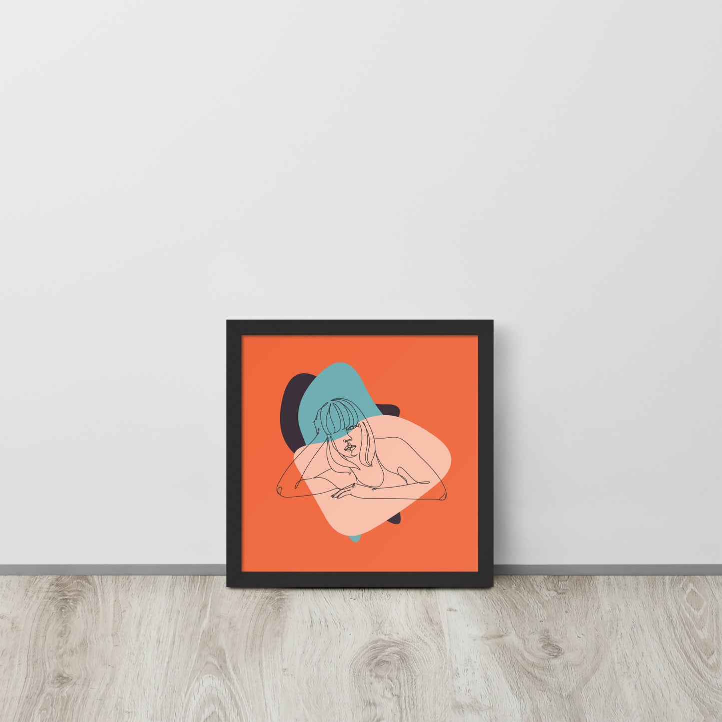 Sculpted Simplicity: Minimal Orange Woman Abstract Framed Photo Paper Poster for Modern Aesthetics