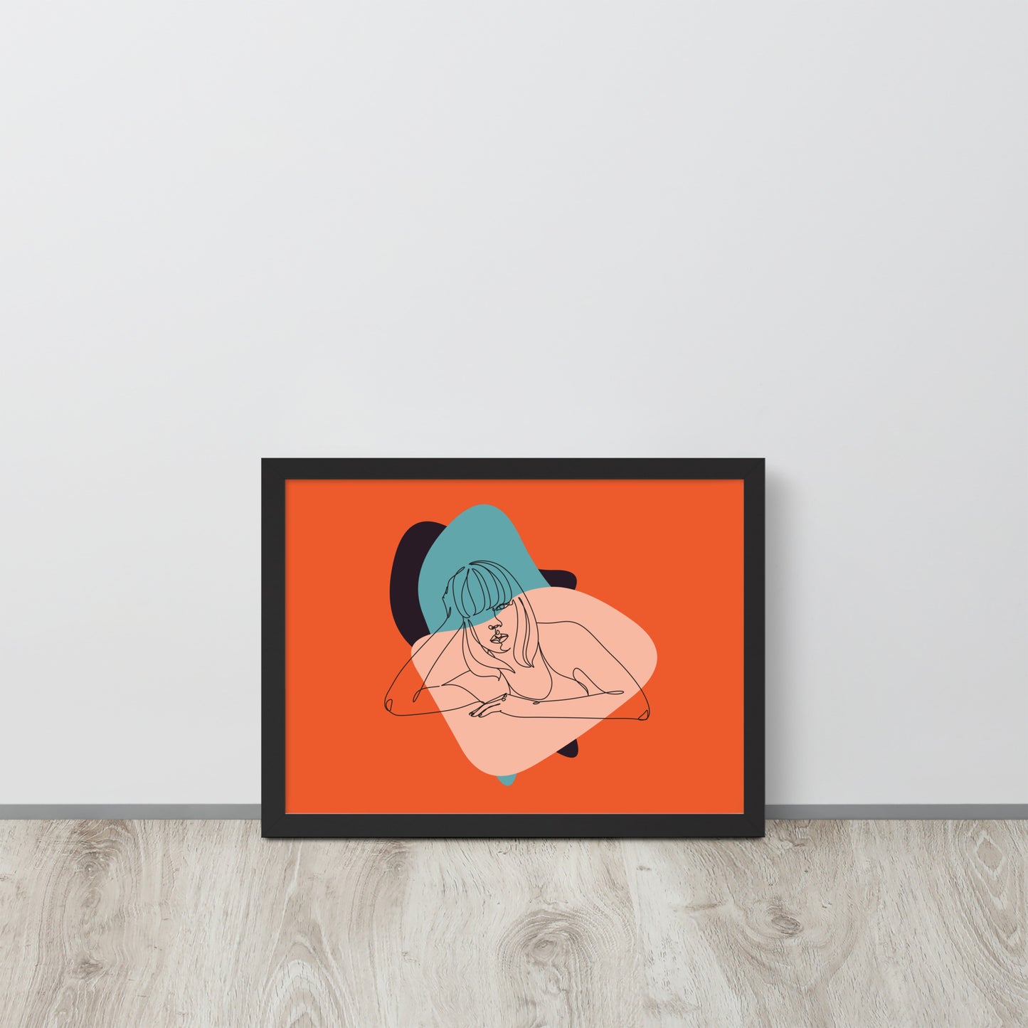 Sculpted Simplicity: Minimal Orange Woman Abstract Framed Photo Paper Poster for Modern Aesthetics