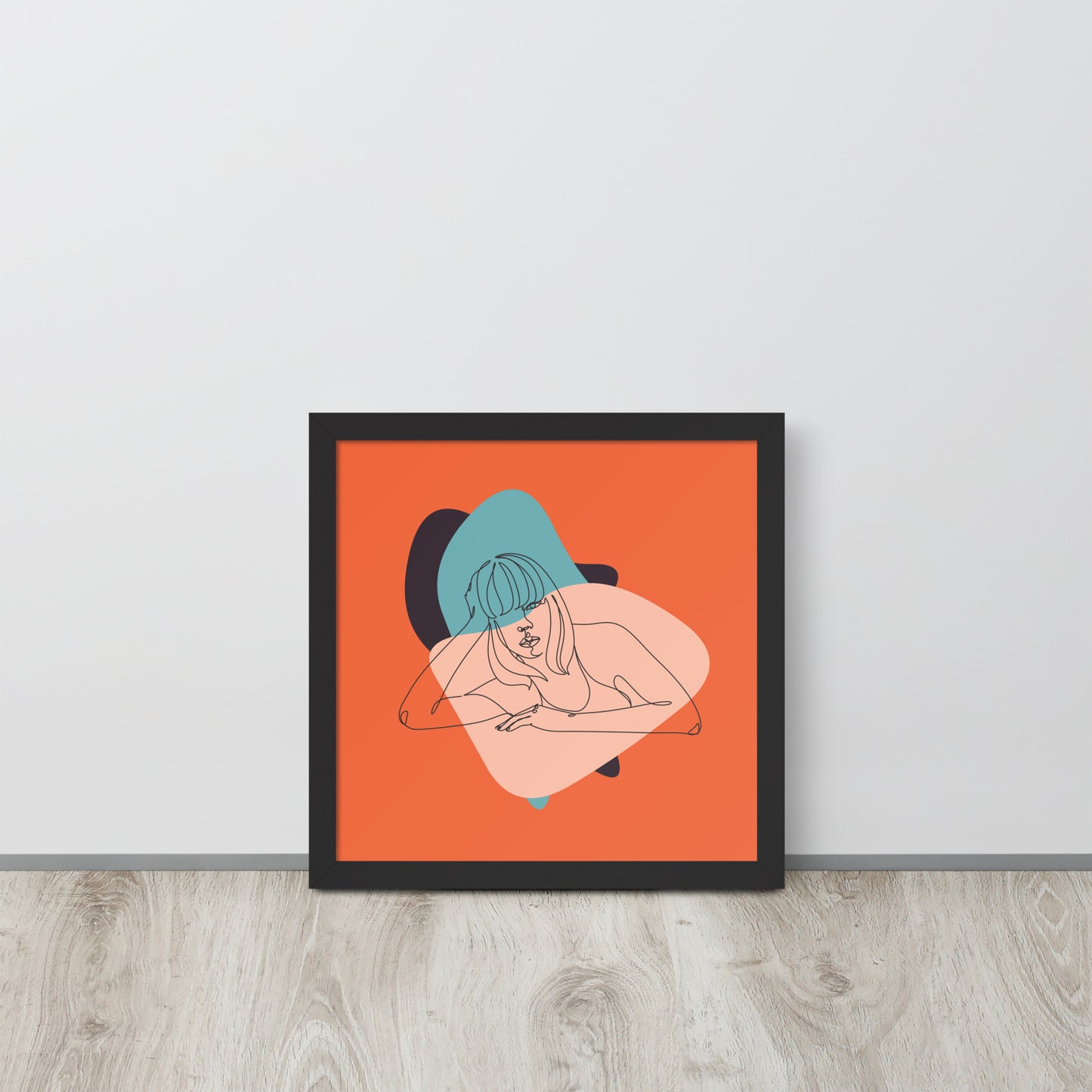 Sculpted Simplicity: Minimal Orange Woman Abstract Framed Photo Paper Poster for Modern Aesthetics