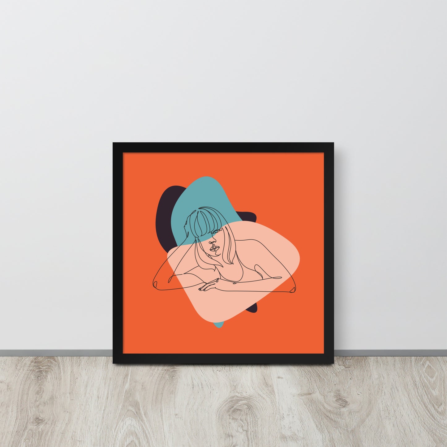 Sculpted Simplicity: Minimal Orange Woman Abstract Framed Photo Paper Poster for Modern Aesthetics