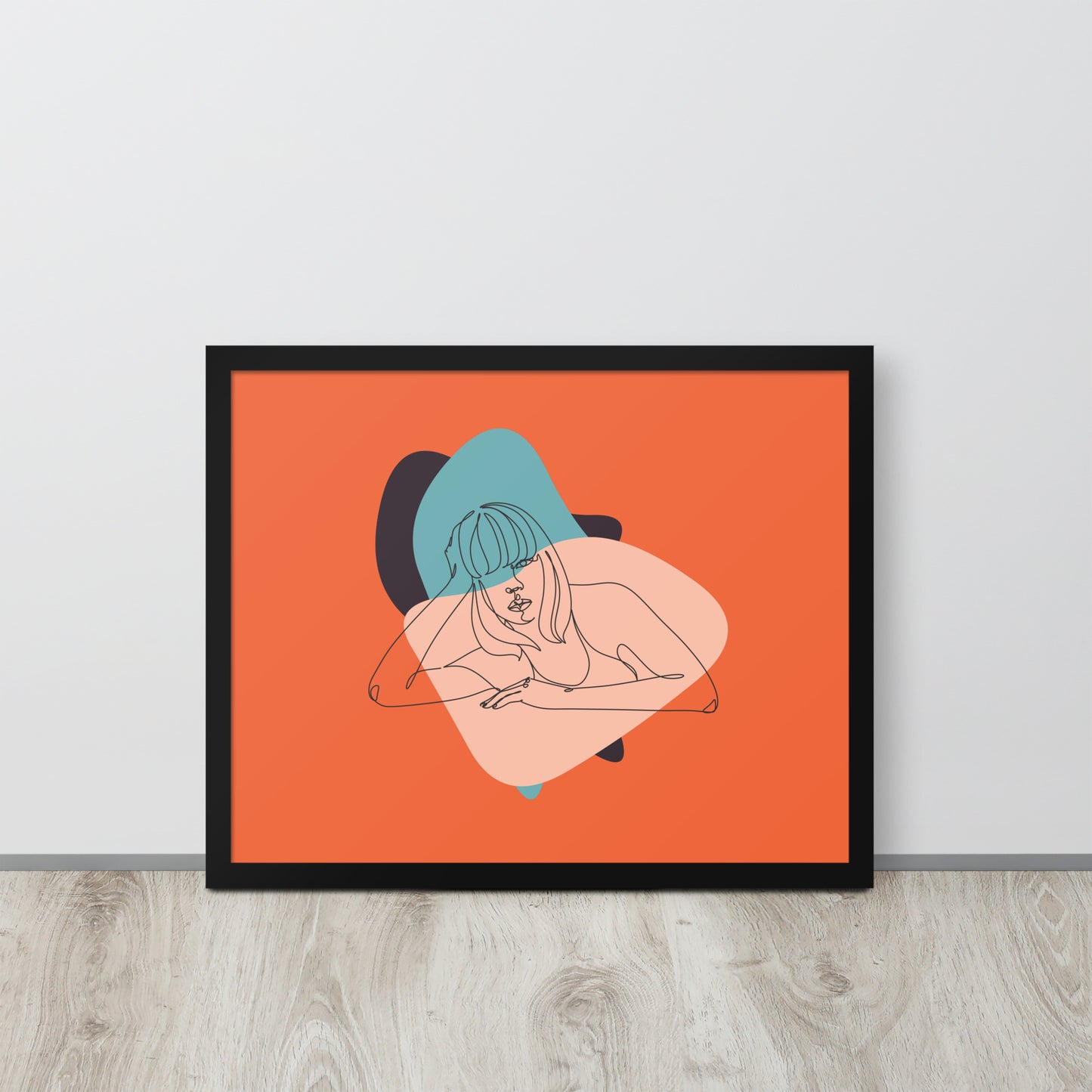 Sculpted Simplicity: Minimal Orange Woman Abstract Framed Photo Paper Poster for Modern Aesthetics