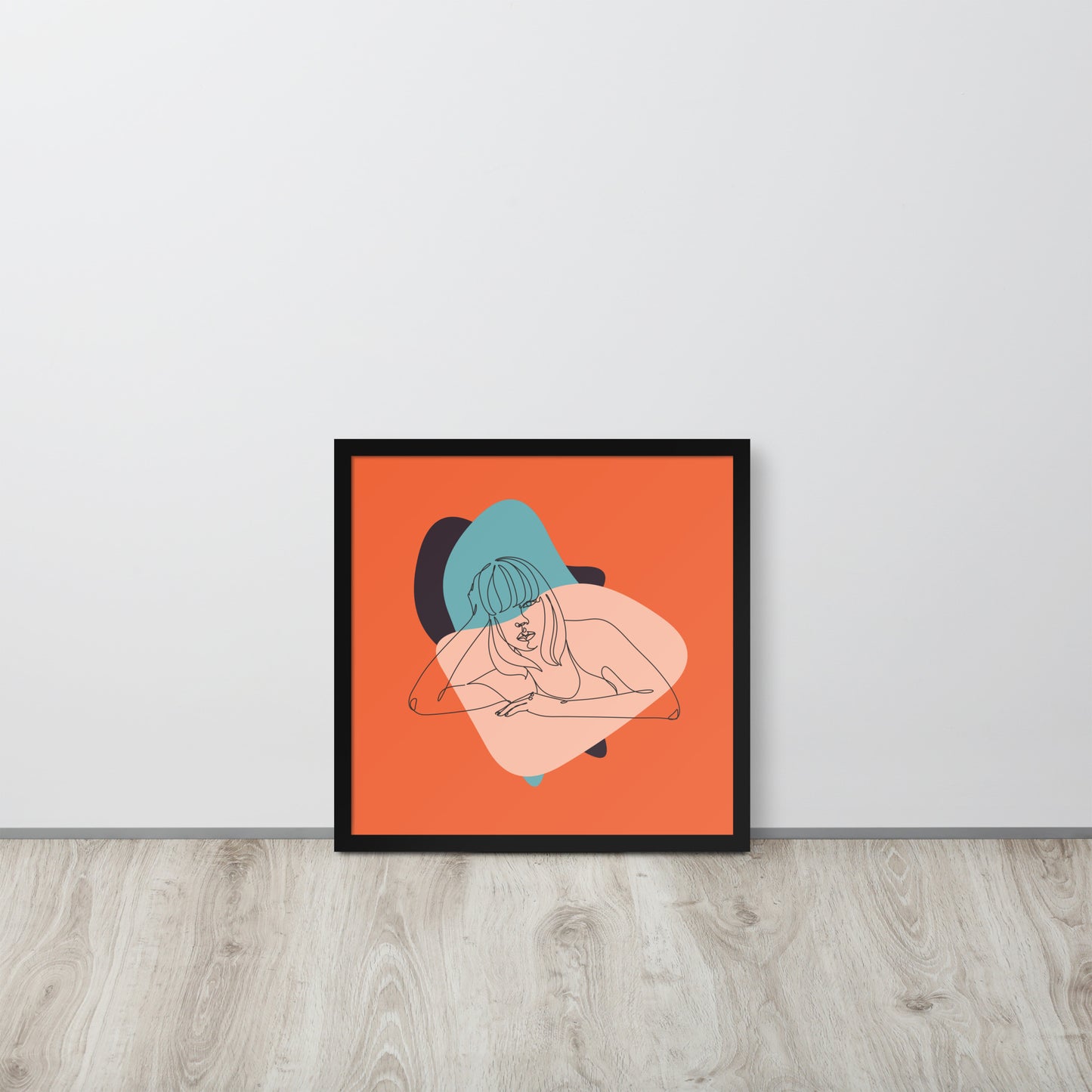 Sculpted Simplicity: Minimal Orange Woman Abstract Framed Photo Paper Poster for Modern Aesthetics