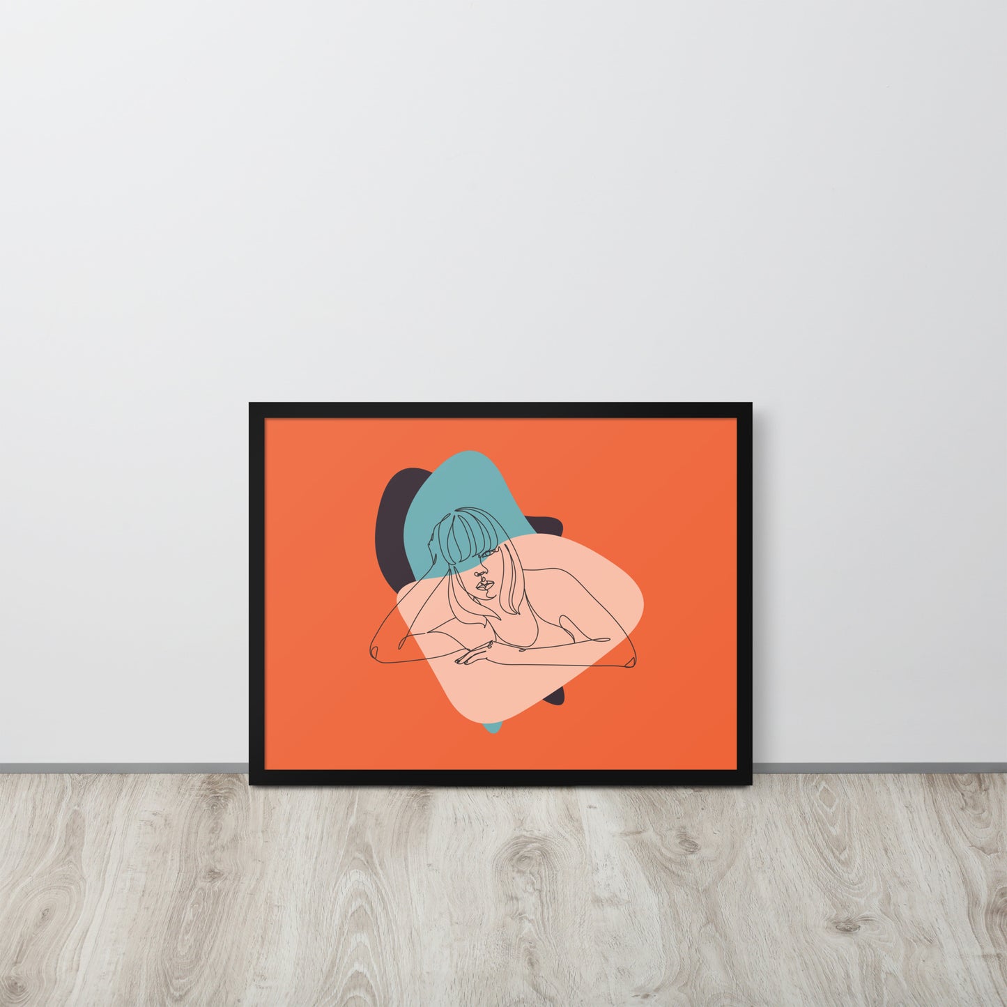 Sculpted Simplicity: Minimal Orange Woman Abstract Framed Photo Paper Poster for Modern Aesthetics