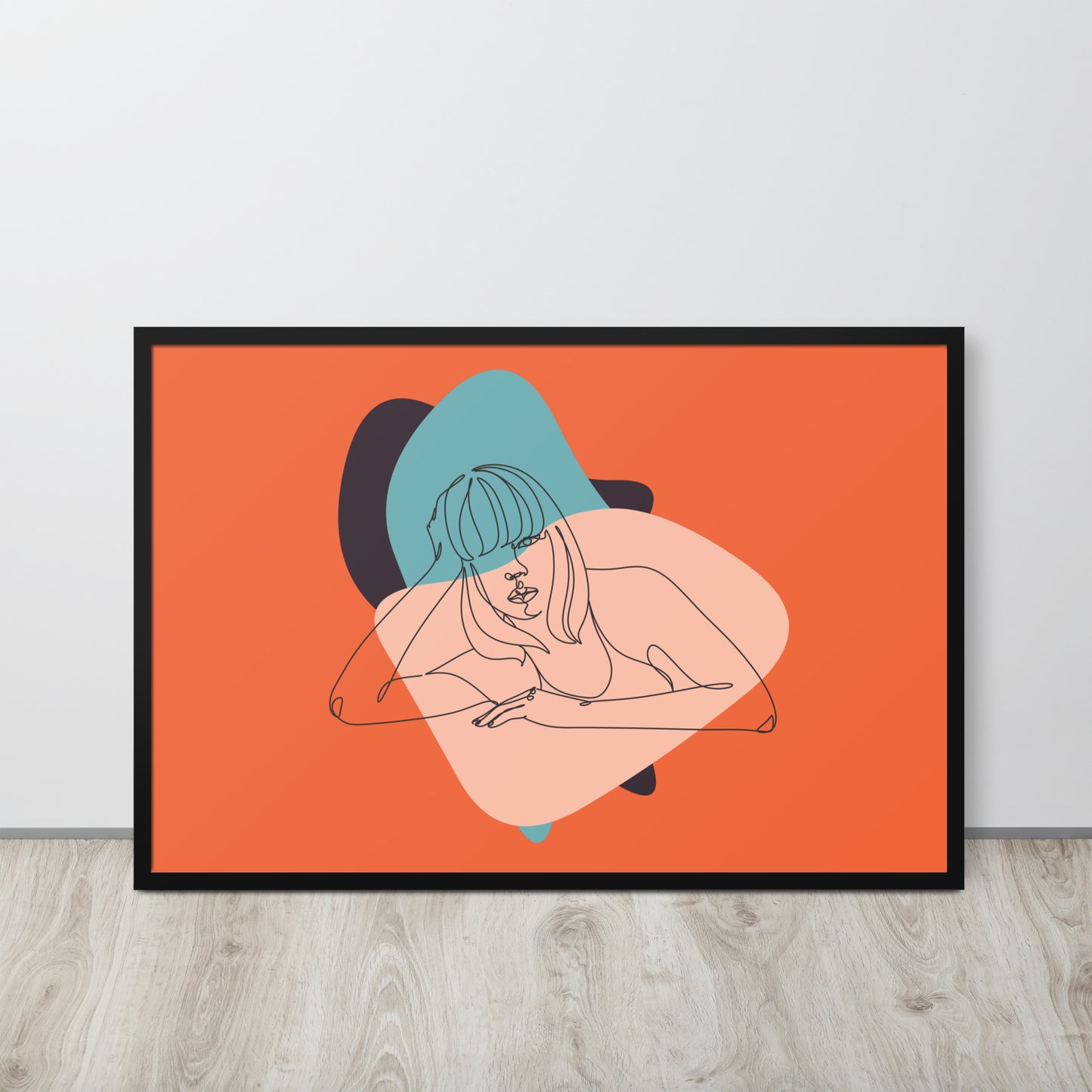 Sculpted Simplicity: Minimal Orange Woman Abstract Framed Photo Paper Poster for Modern Aesthetics