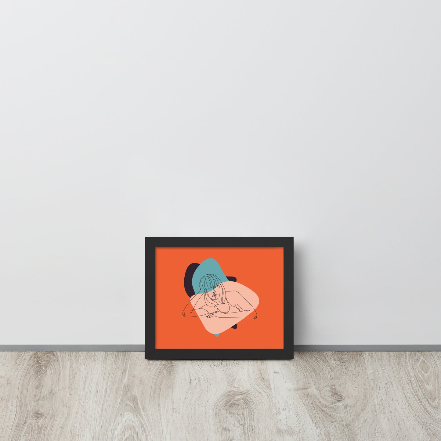 Sculpted Simplicity: Minimal Orange Woman Abstract Framed Photo Paper Poster for Modern Aesthetics