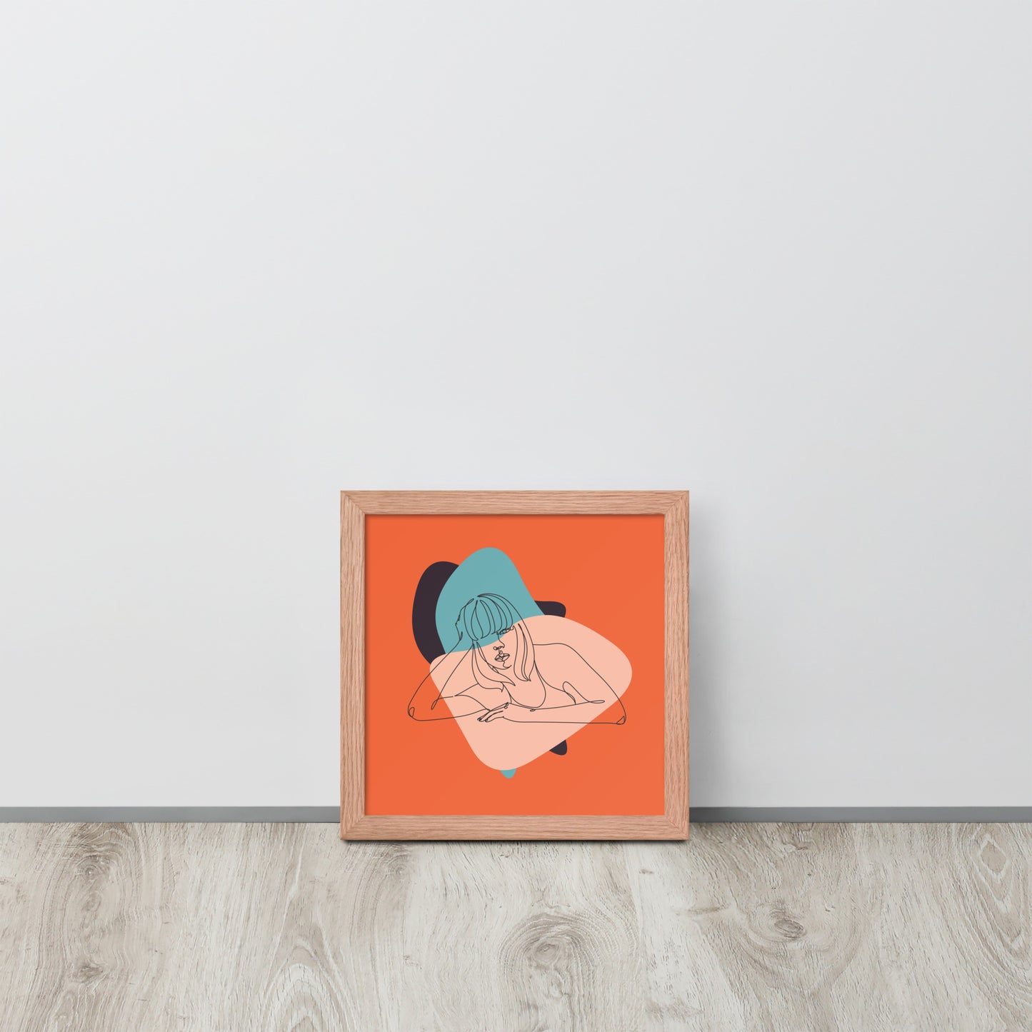 Sculpted Simplicity: Minimal Orange Woman Abstract Framed Photo Paper Poster for Modern Aesthetics