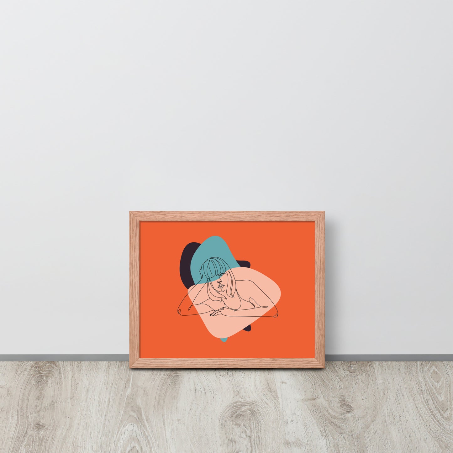 Sculpted Simplicity: Minimal Orange Woman Abstract Framed Photo Paper Poster for Modern Aesthetics