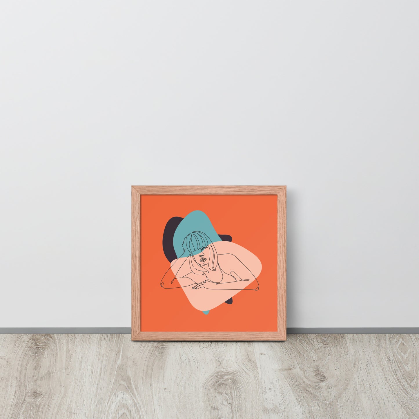 Sculpted Simplicity: Minimal Orange Woman Abstract Framed Photo Paper Poster for Modern Aesthetics