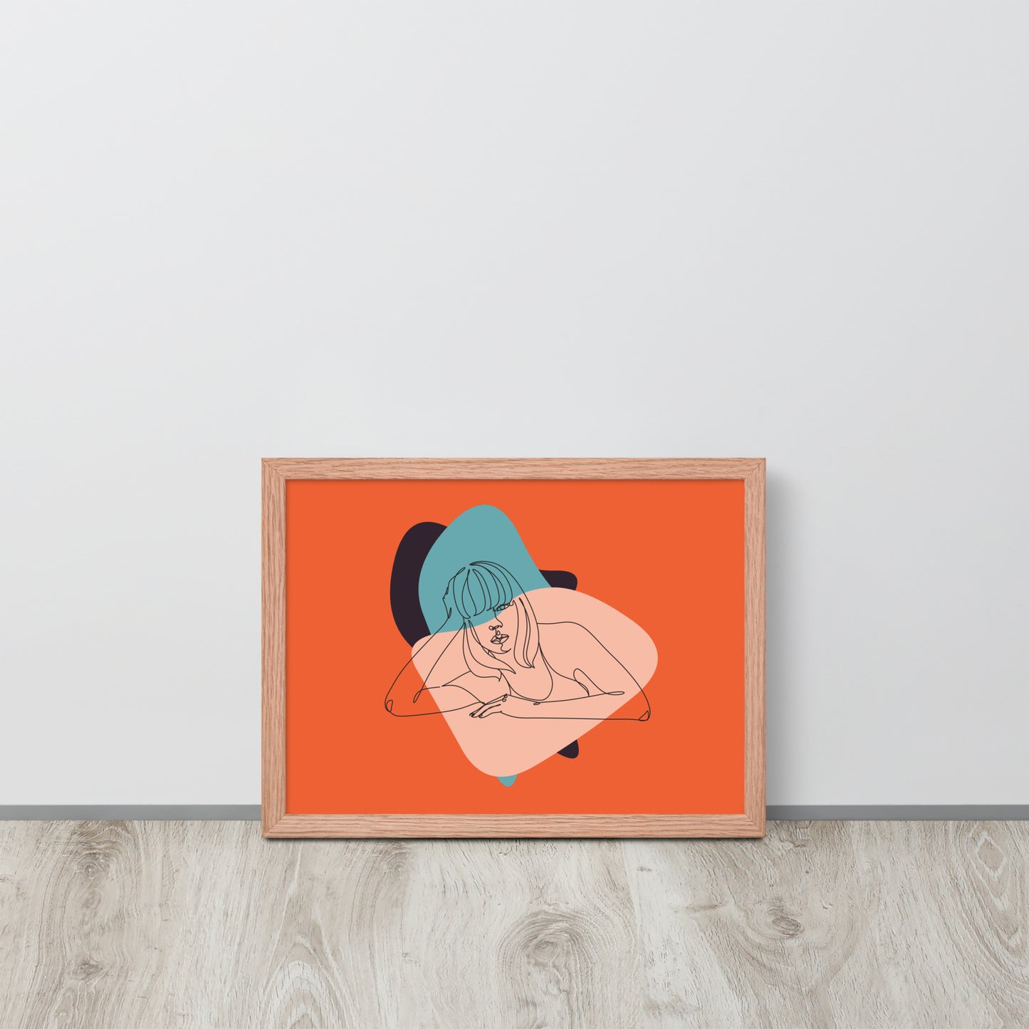 Sculpted Simplicity: Minimal Orange Woman Abstract Framed Photo Paper Poster for Modern Aesthetics