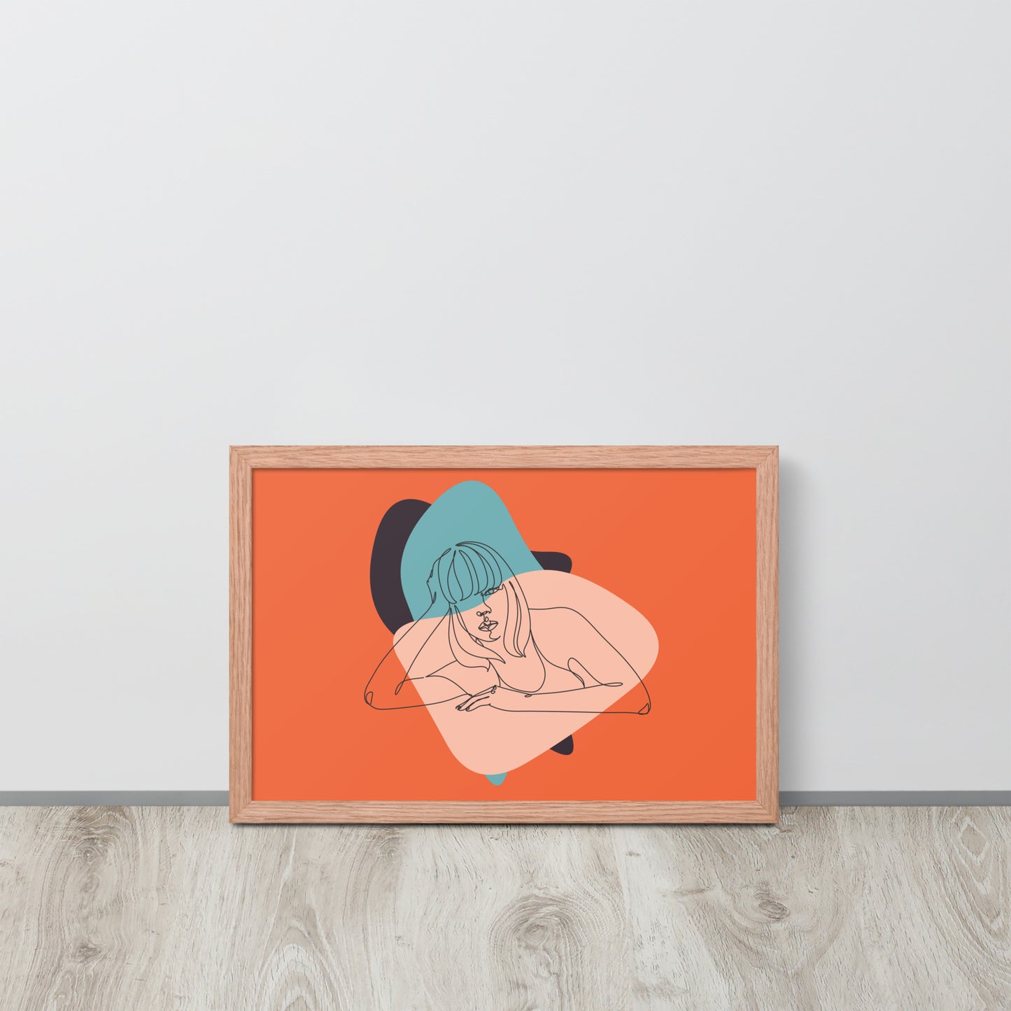 Sculpted Simplicity: Minimal Orange Woman Abstract Framed Photo Paper Poster for Modern Aesthetics