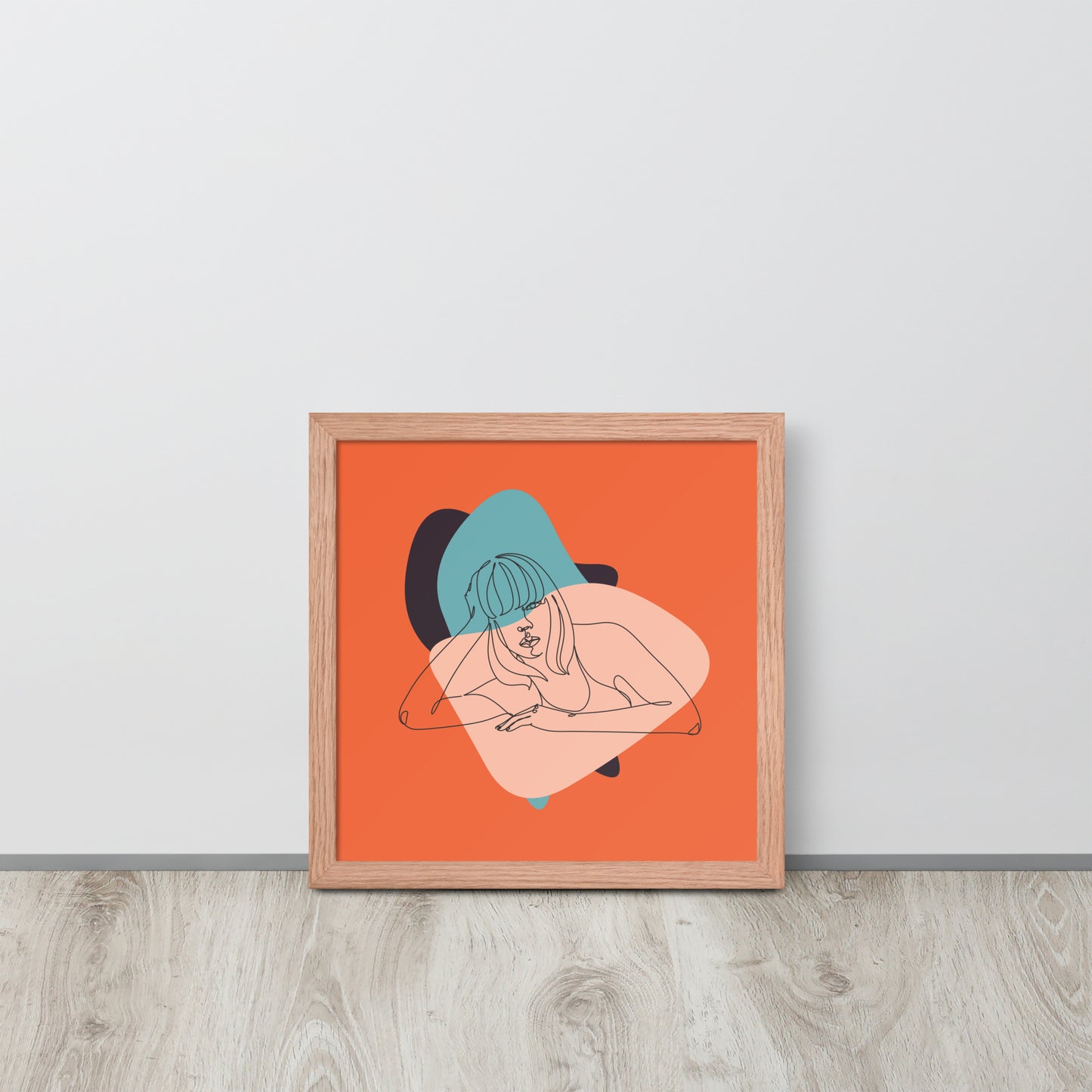 Sculpted Simplicity: Minimal Orange Woman Abstract Framed Photo Paper Poster for Modern Aesthetics