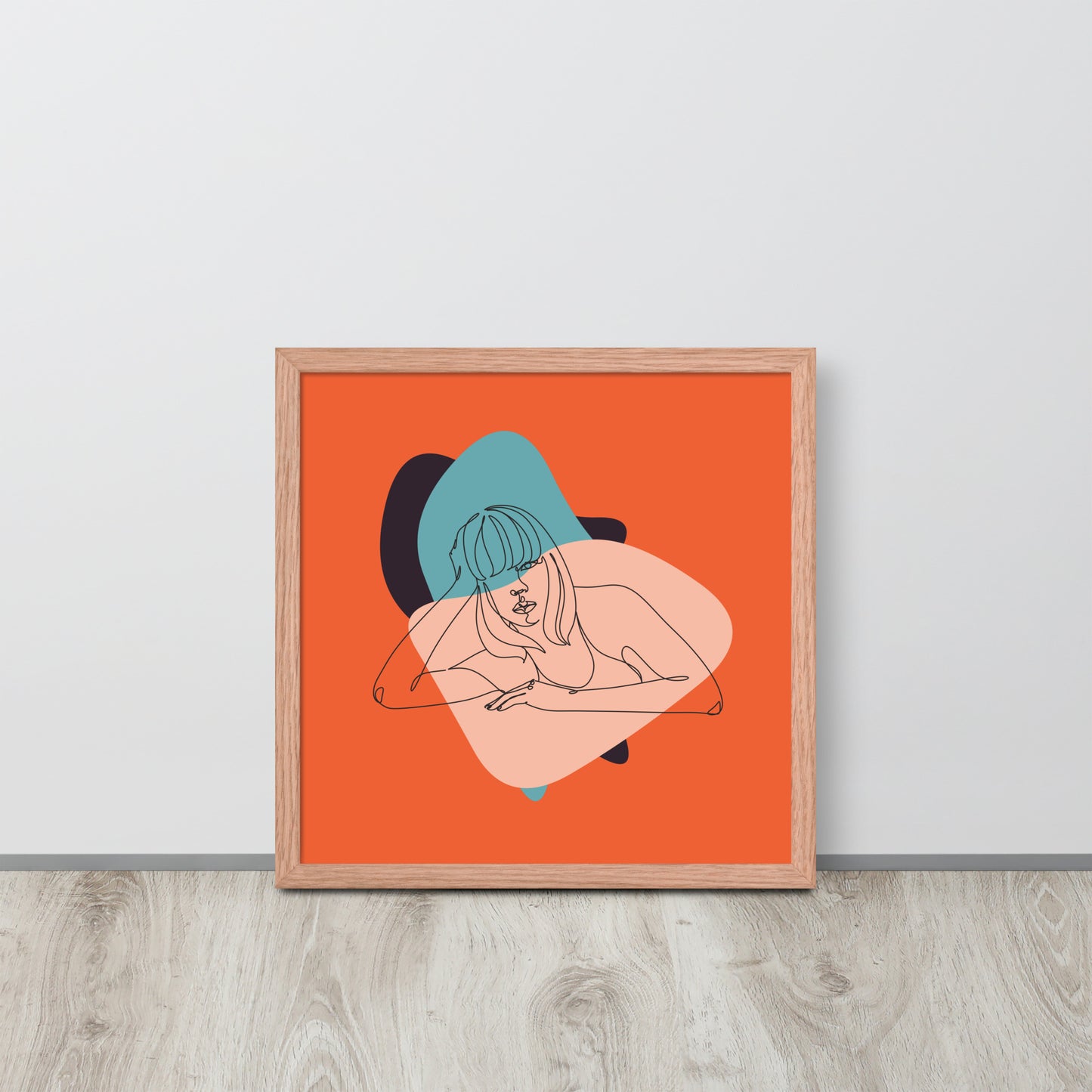 Sculpted Simplicity: Minimal Orange Woman Abstract Framed Photo Paper Poster for Modern Aesthetics