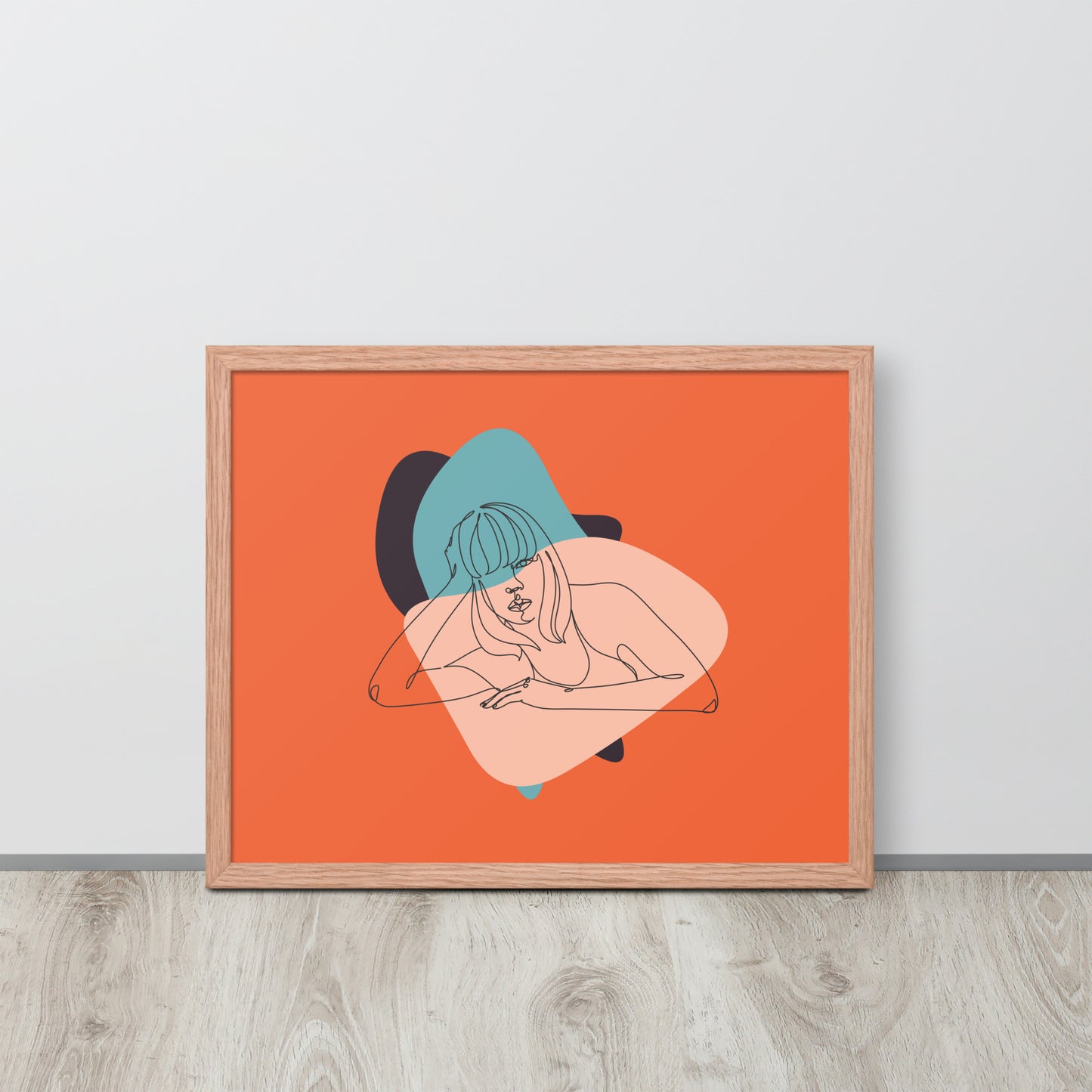 Sculpted Simplicity: Minimal Orange Woman Abstract Framed Photo Paper Poster for Modern Aesthetics