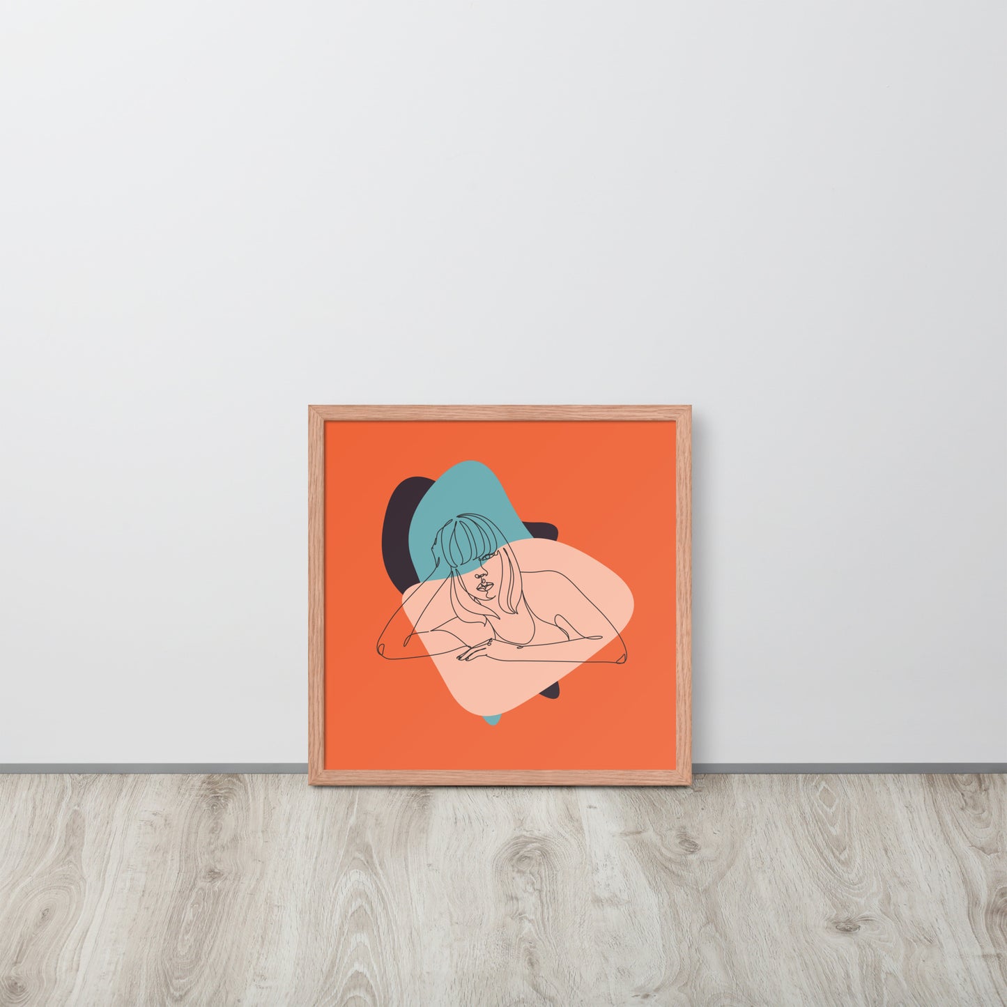 Sculpted Simplicity: Minimal Orange Woman Abstract Framed Photo Paper Poster for Modern Aesthetics