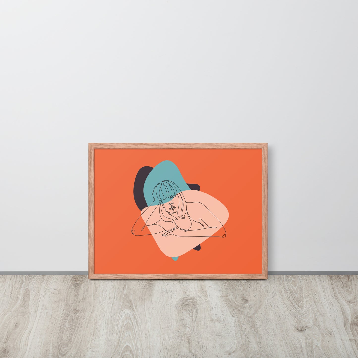 Sculpted Simplicity: Minimal Orange Woman Abstract Framed Photo Paper Poster for Modern Aesthetics