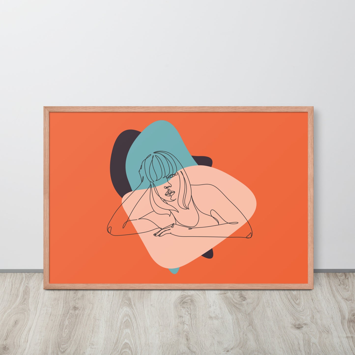 Sculpted Simplicity: Minimal Orange Woman Abstract Framed Photo Paper Poster for Modern Aesthetics