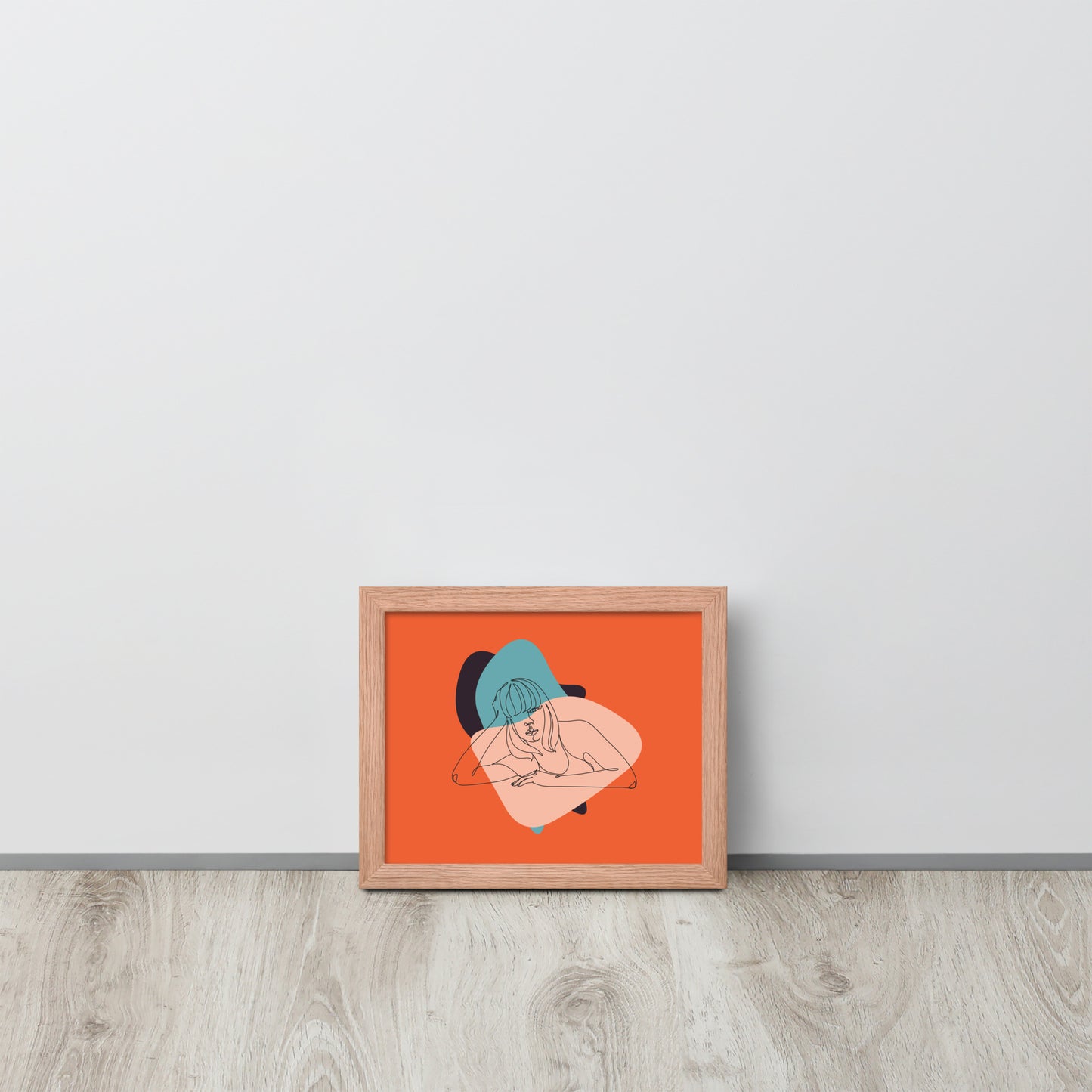 Sculpted Simplicity: Minimal Orange Woman Abstract Framed Photo Paper Poster for Modern Aesthetics