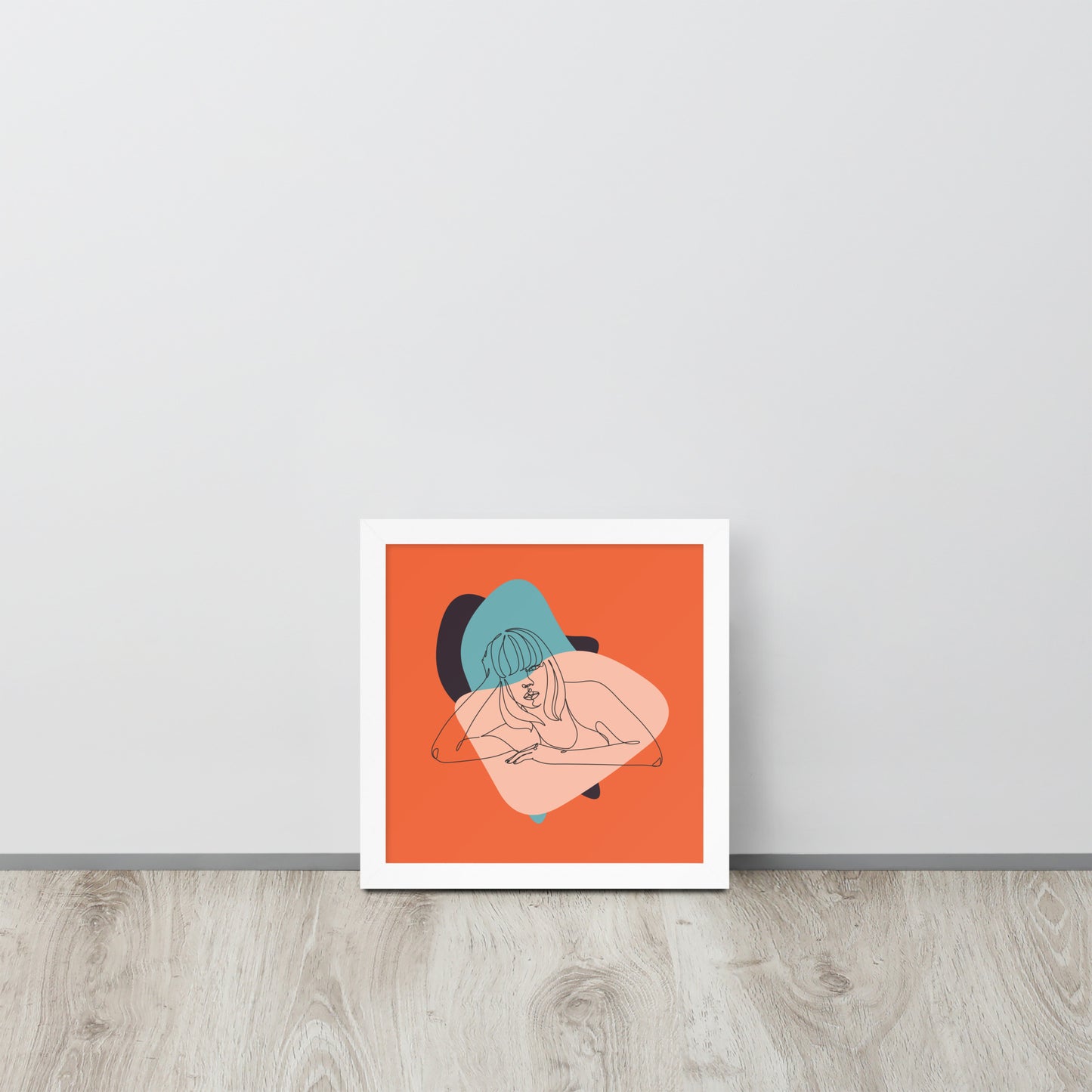 Sculpted Simplicity: Minimal Orange Woman Abstract Framed Photo Paper Poster for Modern Aesthetics