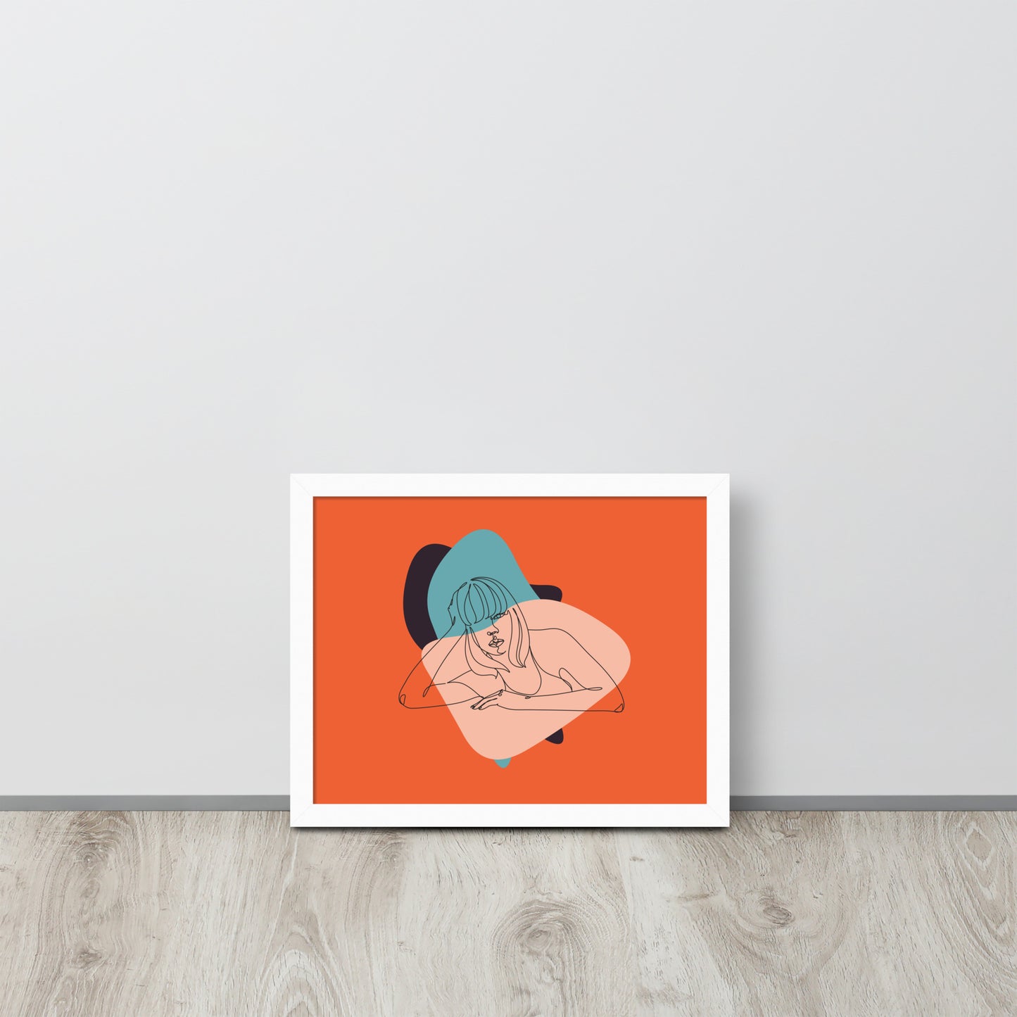 Sculpted Simplicity: Minimal Orange Woman Abstract Framed Photo Paper Poster for Modern Aesthetics