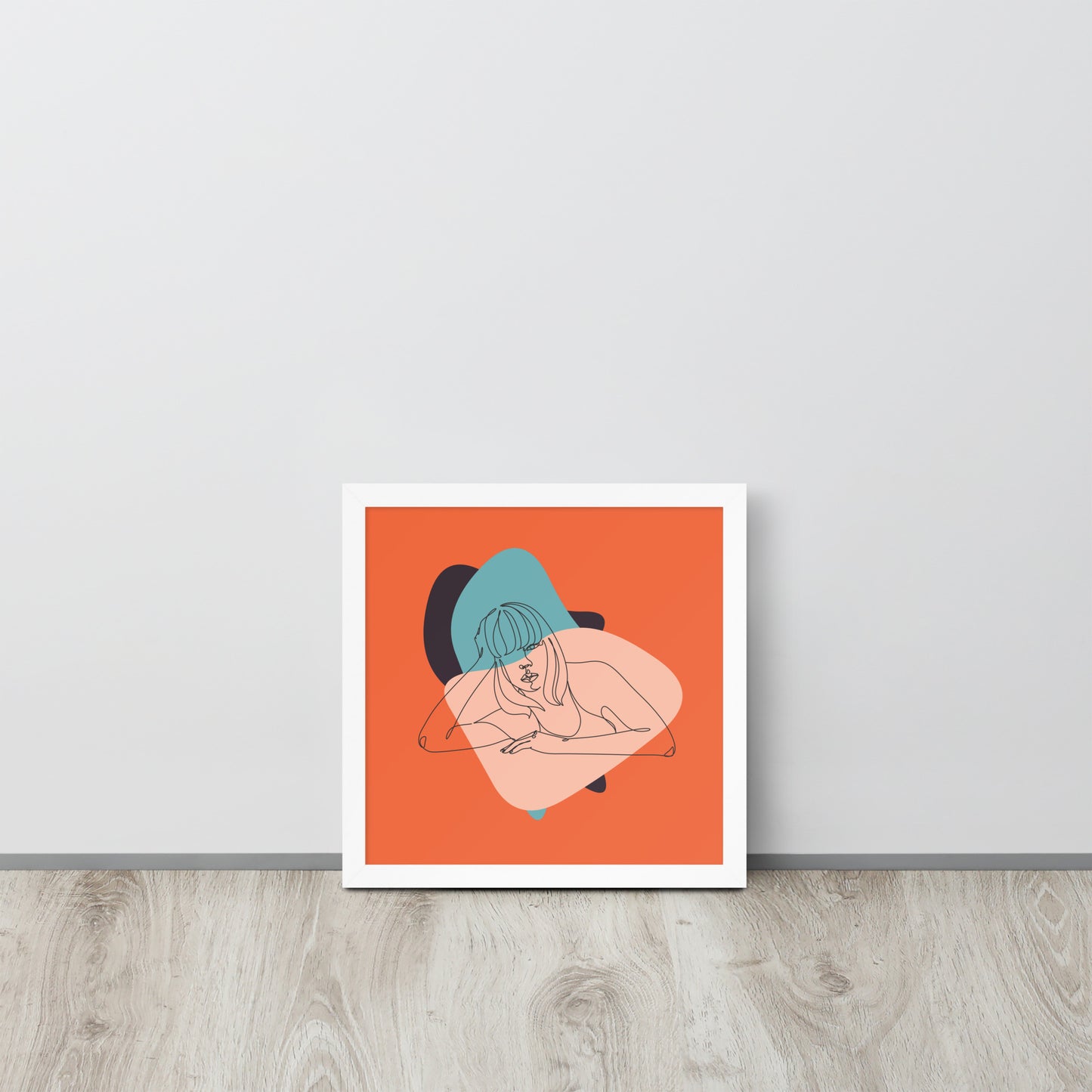 Sculpted Simplicity: Minimal Orange Woman Abstract Framed Photo Paper Poster for Modern Aesthetics