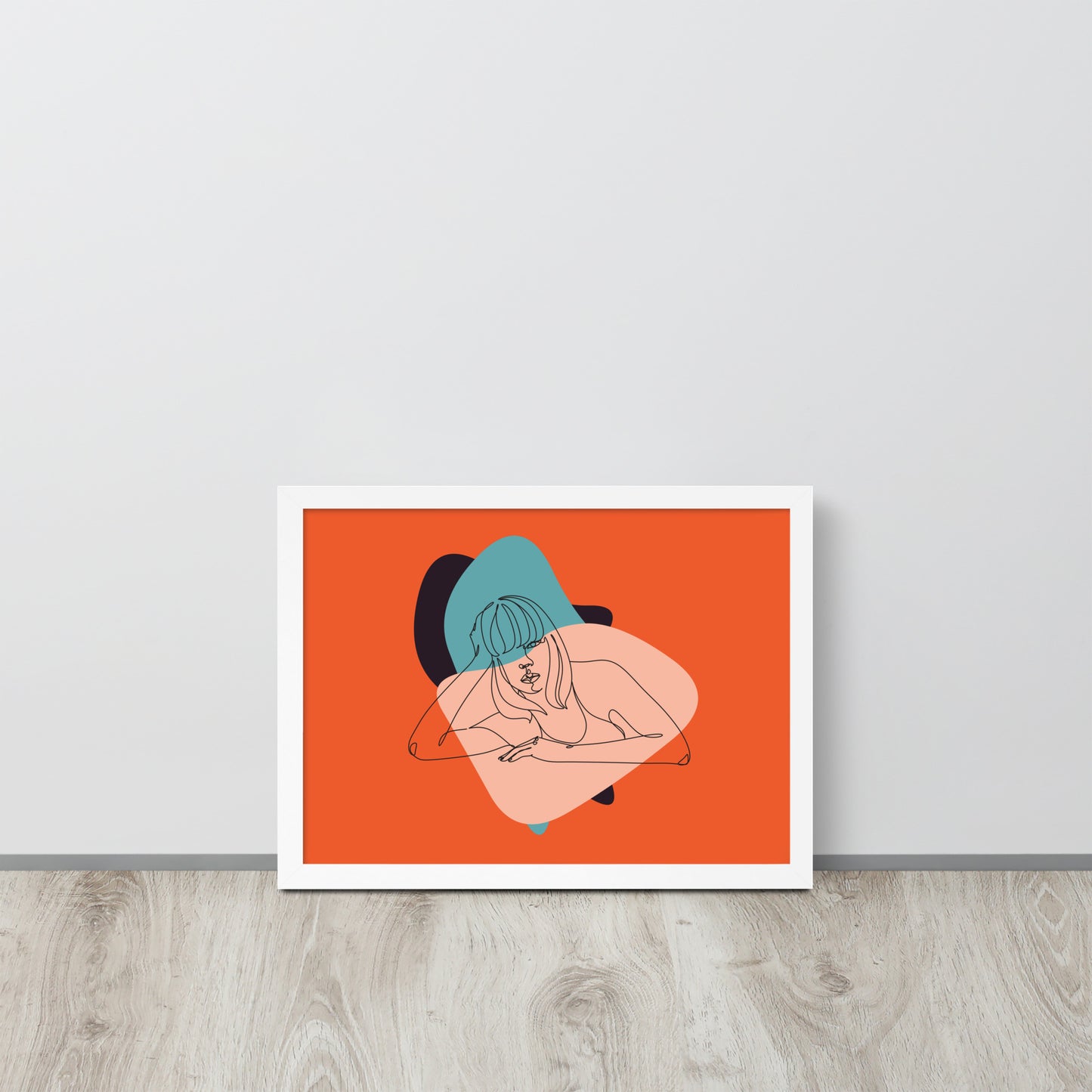 Sculpted Simplicity: Minimal Orange Woman Abstract Framed Photo Paper Poster for Modern Aesthetics