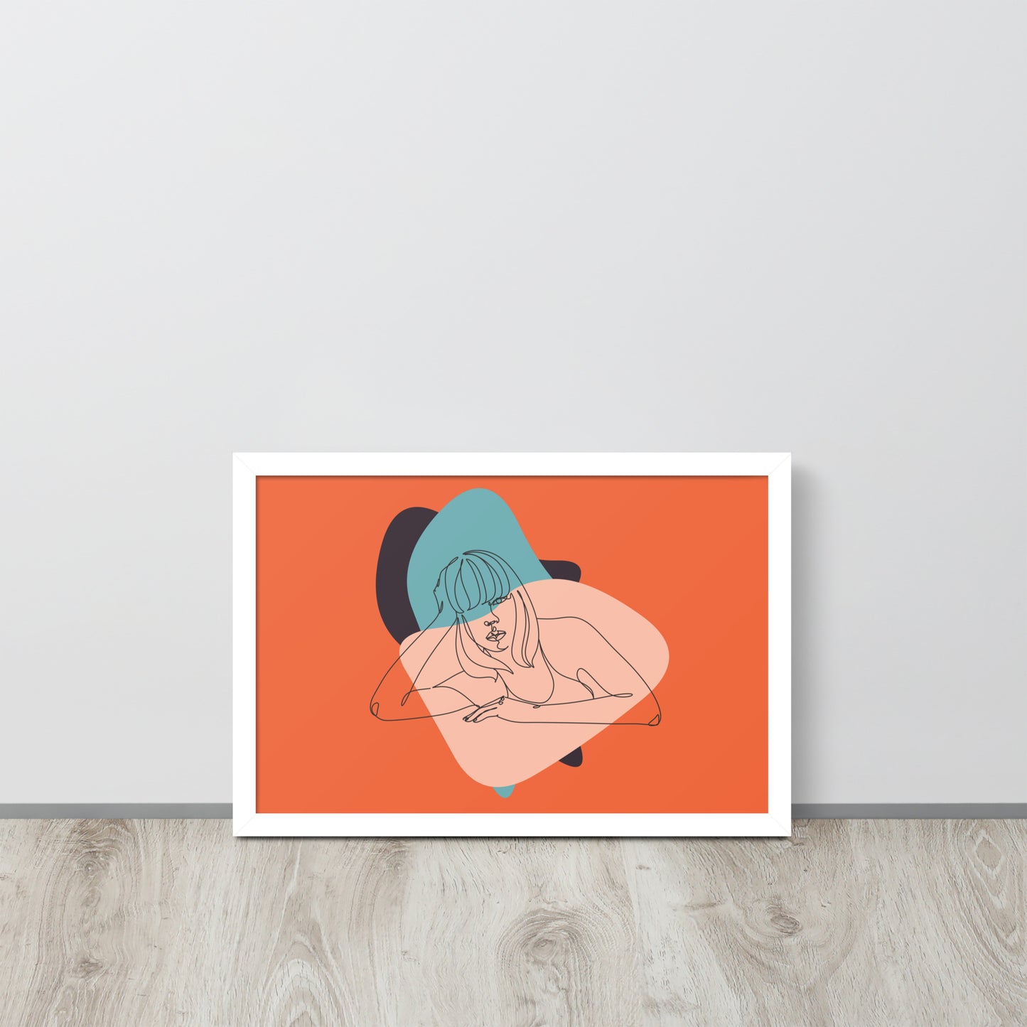 Sculpted Simplicity: Minimal Orange Woman Abstract Framed Photo Paper Poster for Modern Aesthetics