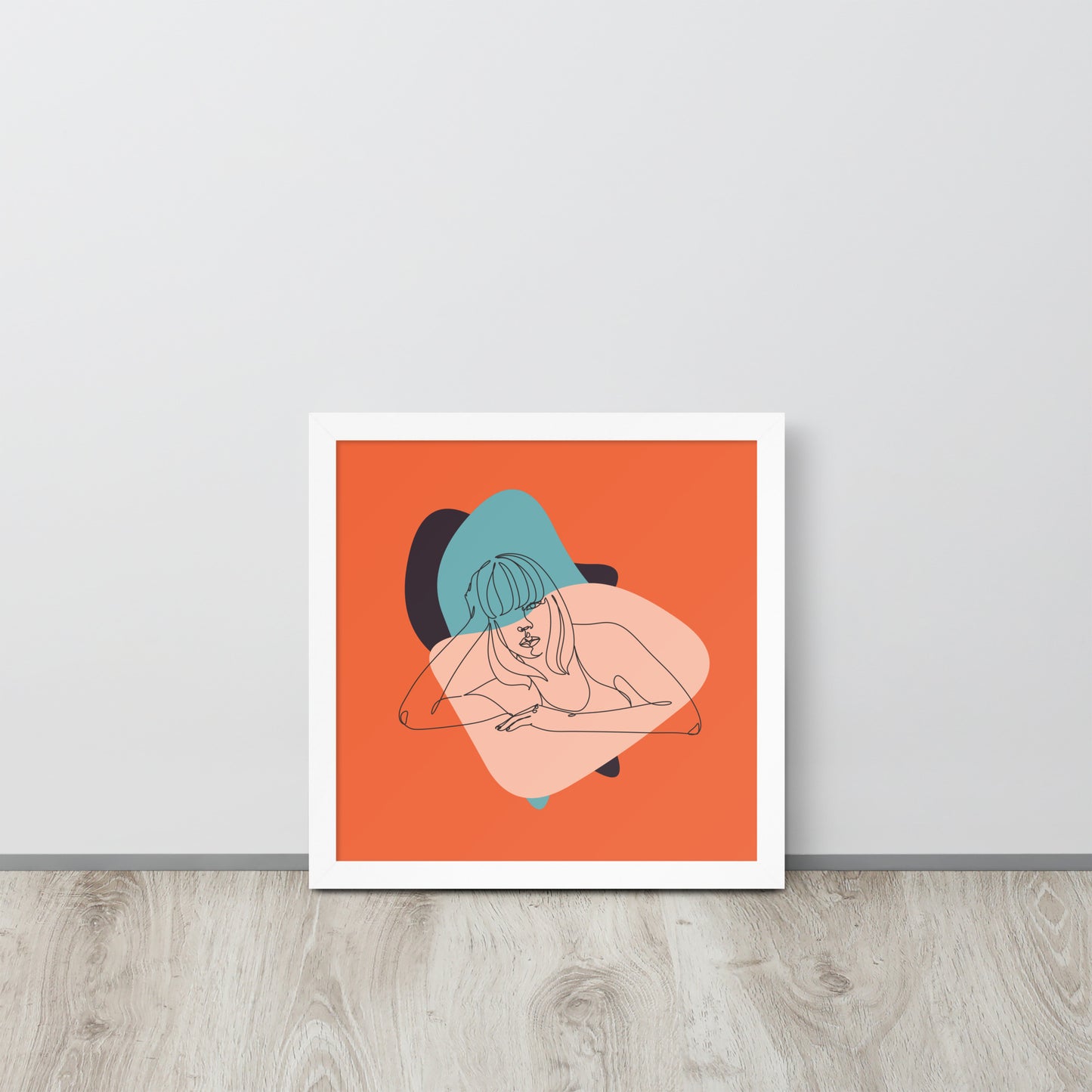 Sculpted Simplicity: Minimal Orange Woman Abstract Framed Photo Paper Poster for Modern Aesthetics